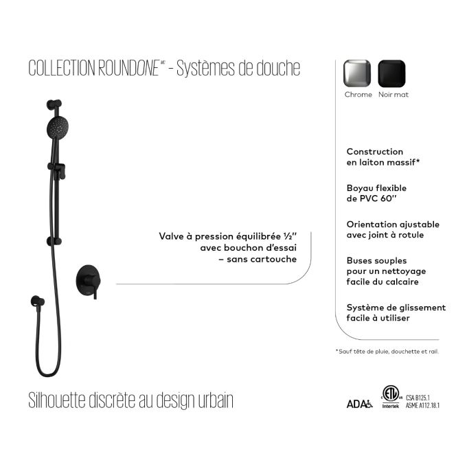 RoundOne™ PB1: Pressure Balanced Shower System with ½ NPT Connection