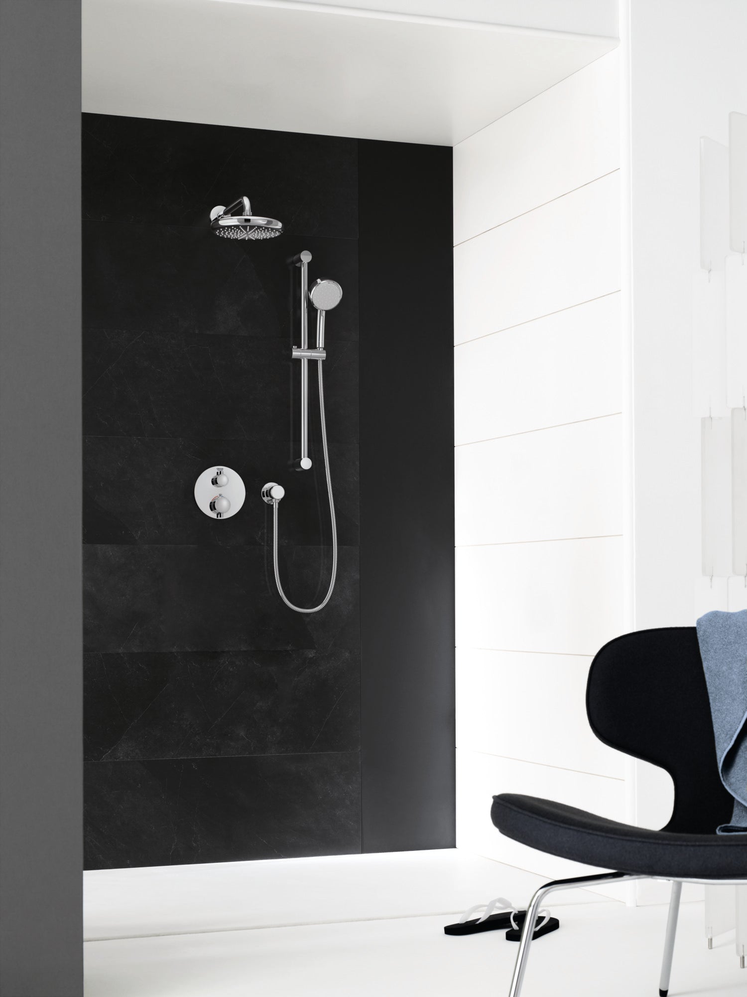 GrohTherm Round two-function thermostatic shower set