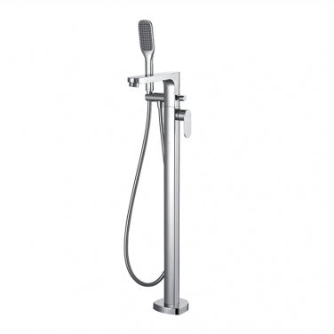 Floor-mounted bath faucet with hand shower