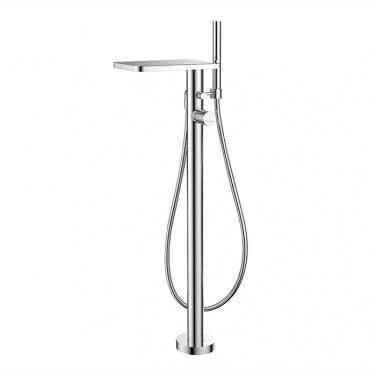 Floor-mounted bath faucet with hand shower