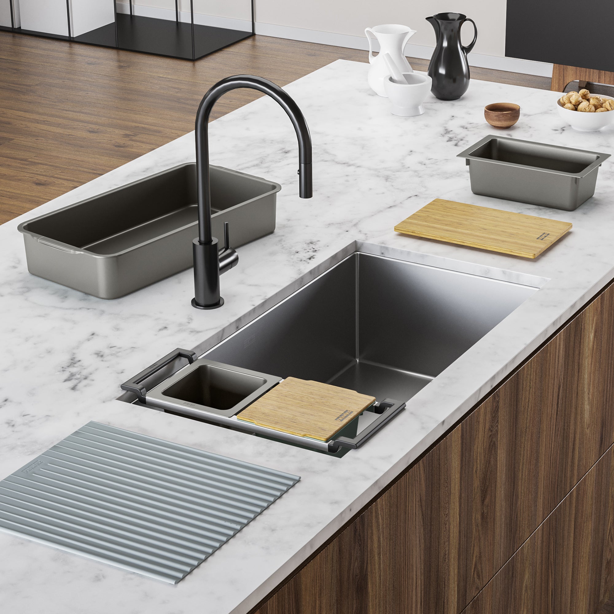 Franke Cube WorkCenter 31,5 pouces. x 17,7 pouces. 18 de la calibre en acier inoxydable Undermount Single Bowl Kitchen