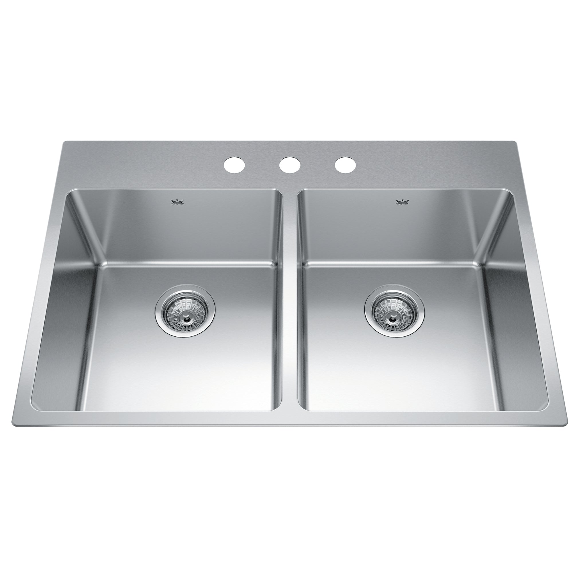 Brookmore 32.9-inch LR x 22.1-inch FB Drop-in Double Bowl Stainless Steel Sink