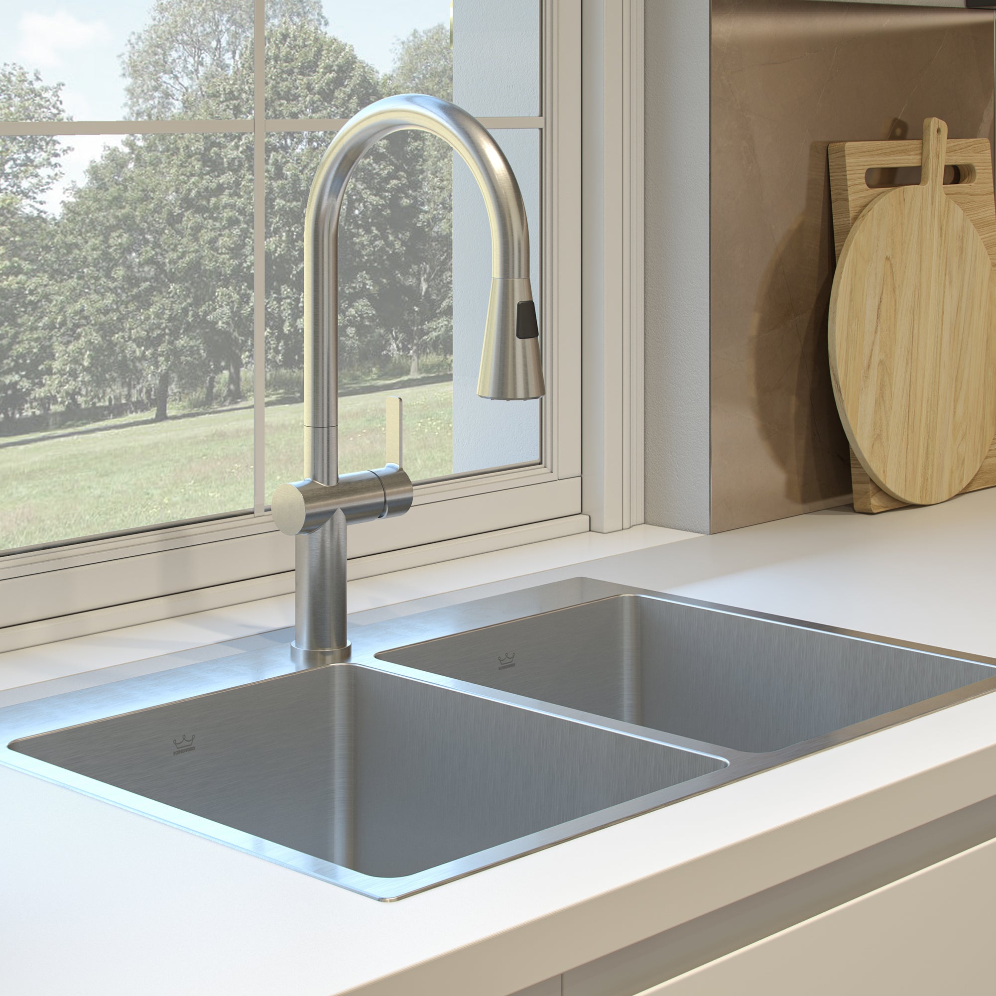 Évier en inox 2 cuvettes Kindred