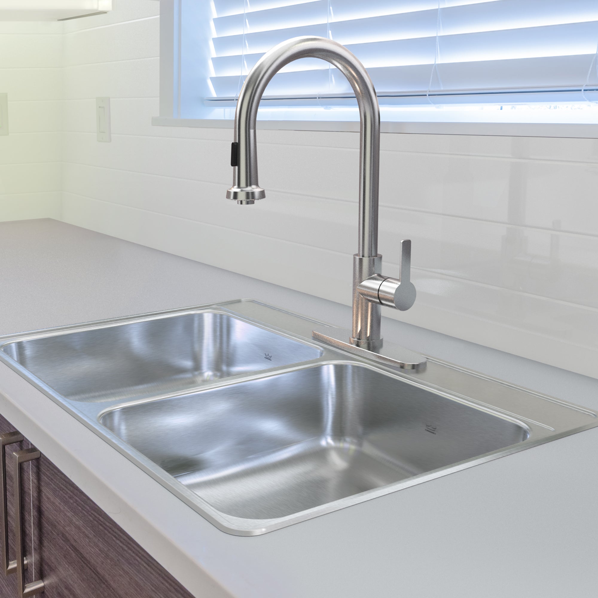 Évier en inox 2 cuvettes Kindred