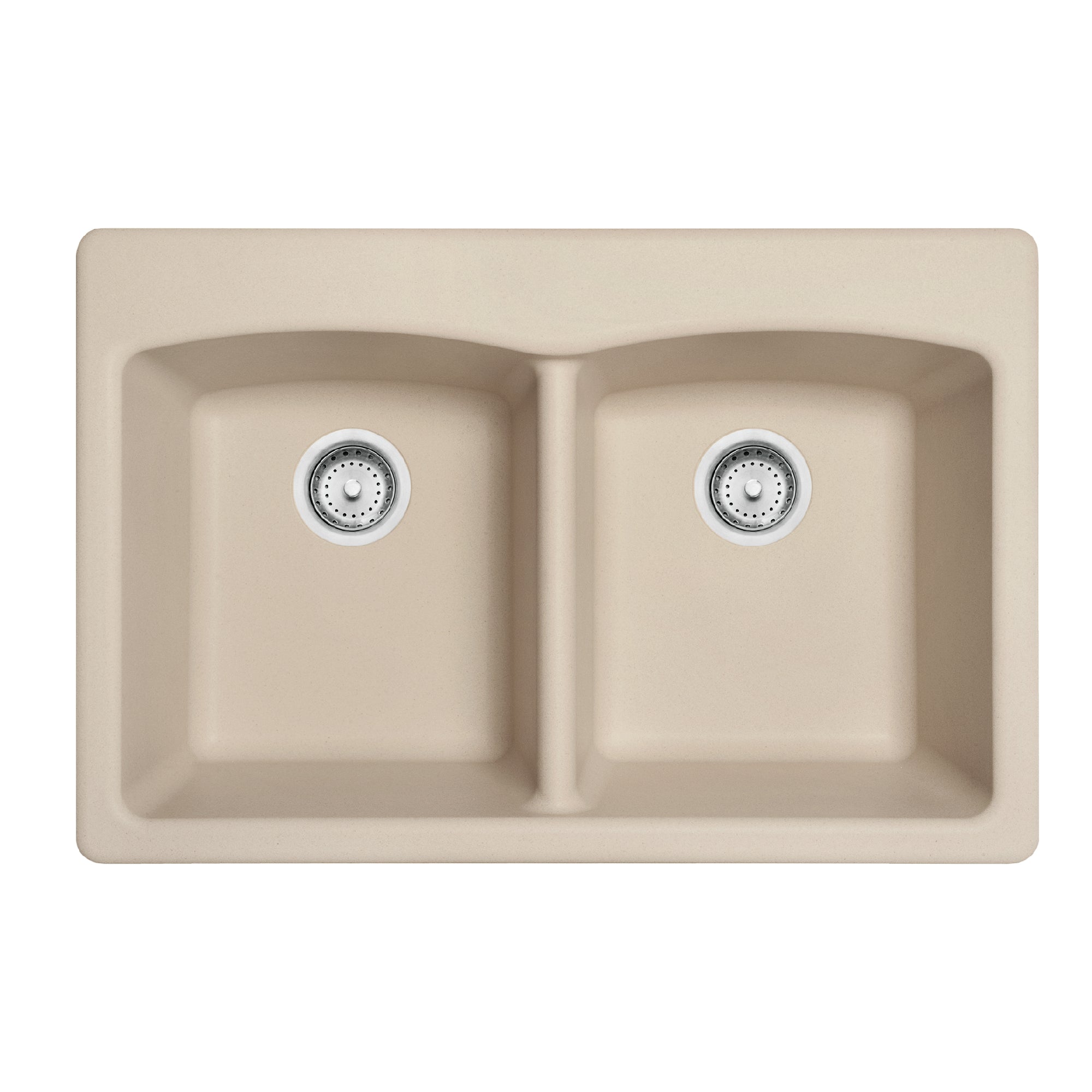 Franke Ellipse 33,0 pouces. x 22,0 pouces. Champagne Granite Dual Mount Double Bow Bowl Kitchen Sink - Edch33229-1-CA