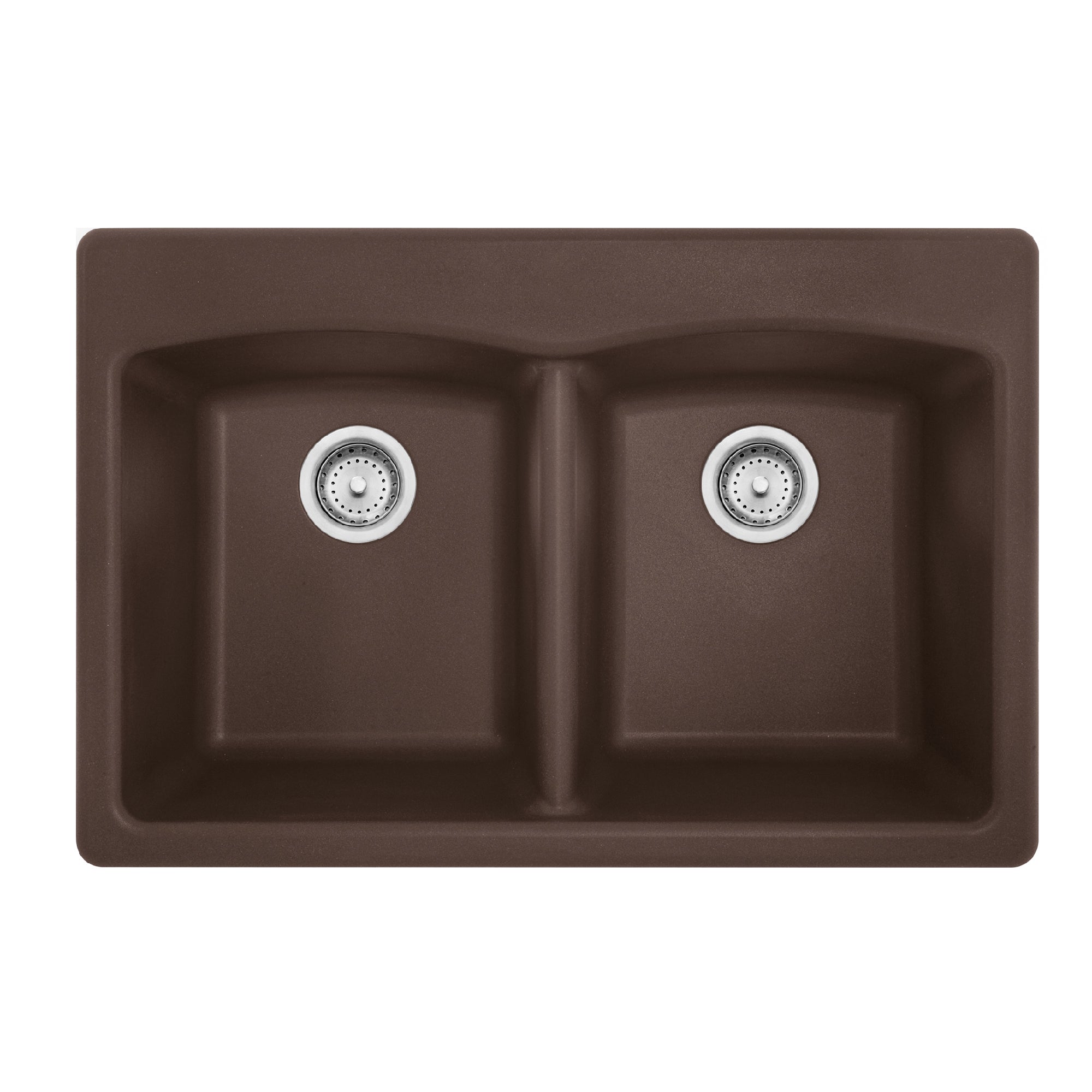 Franke Ellipse 33,0 pouces. x 22,0 pouces. Mocha Granite Dual Mount Double Bow Bowl Kitchen Sink - EDDB33229-1-CA