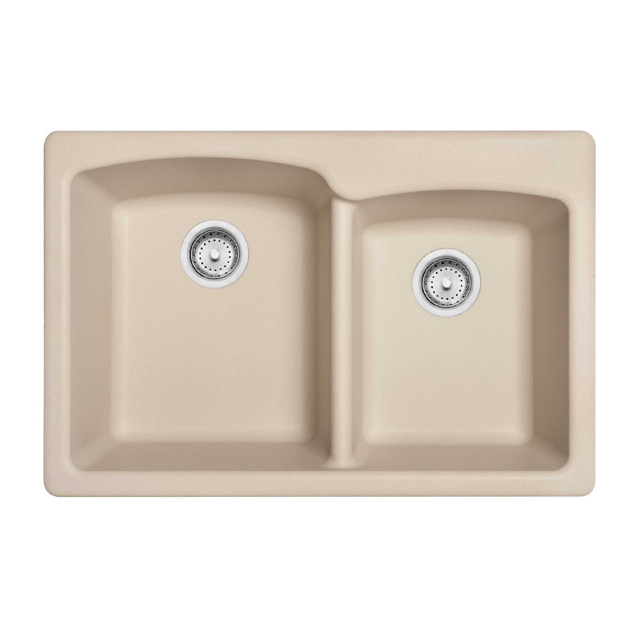 Franke Ellipse 33,0 pouces. x 22,0 pouces. Champagne Granite Dual Mount Double Bow Bowl Kitchen Sink - EOCH33229-1-CA