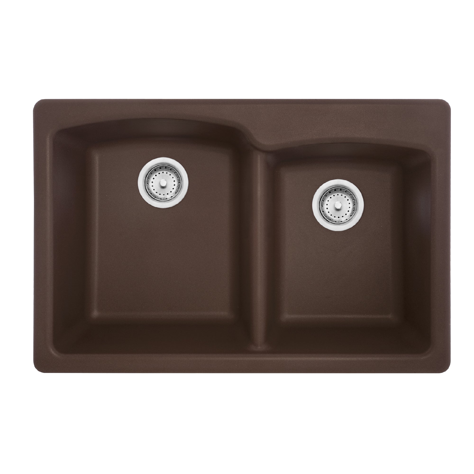 Franke Ellipse 33,0 pouces. x 22,0 pouces. Mocha Granite Dual Mount Double Bow Bowl Kitchen Sink - EODB33229-1-CA