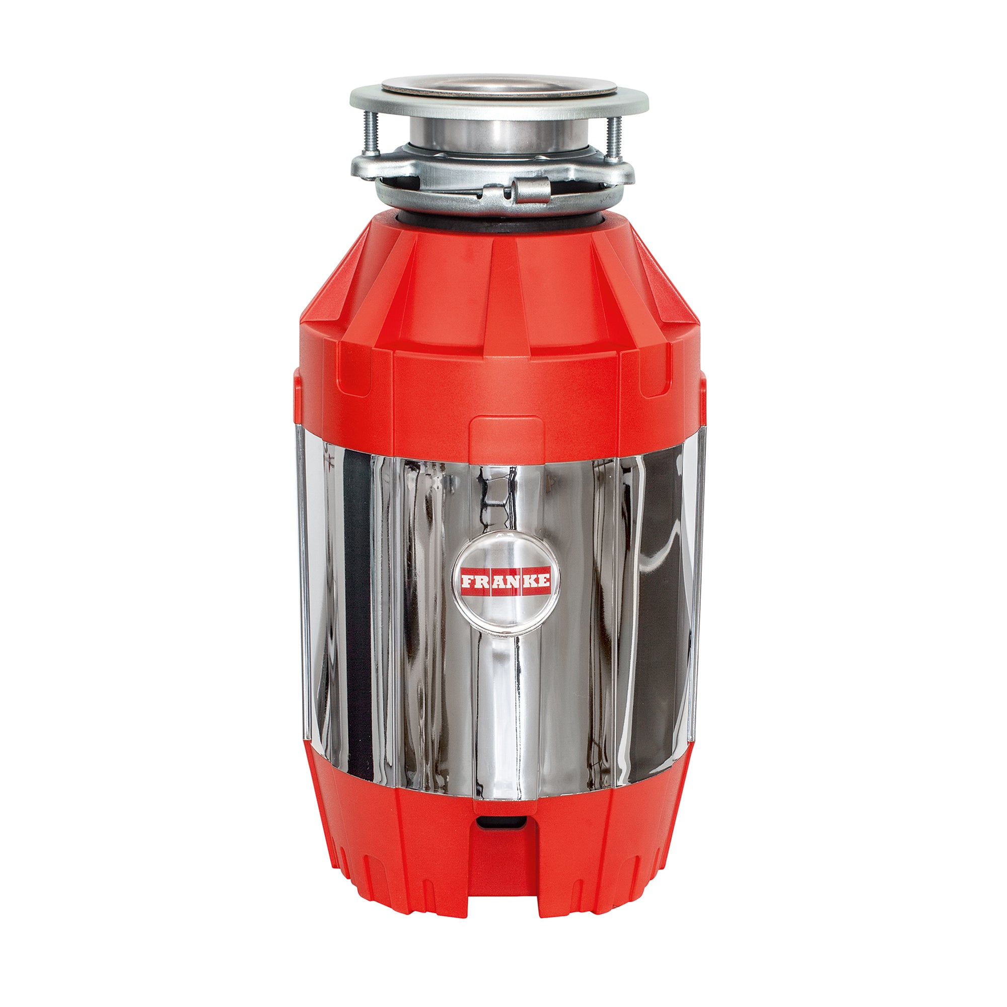 Franke 1,25 Horse Power Continuous Feed Disposer Disposer Couple Master 2800 RPM Motor résistant à la confiture avec SilverGuard en rouge / chrome, FWDJ125