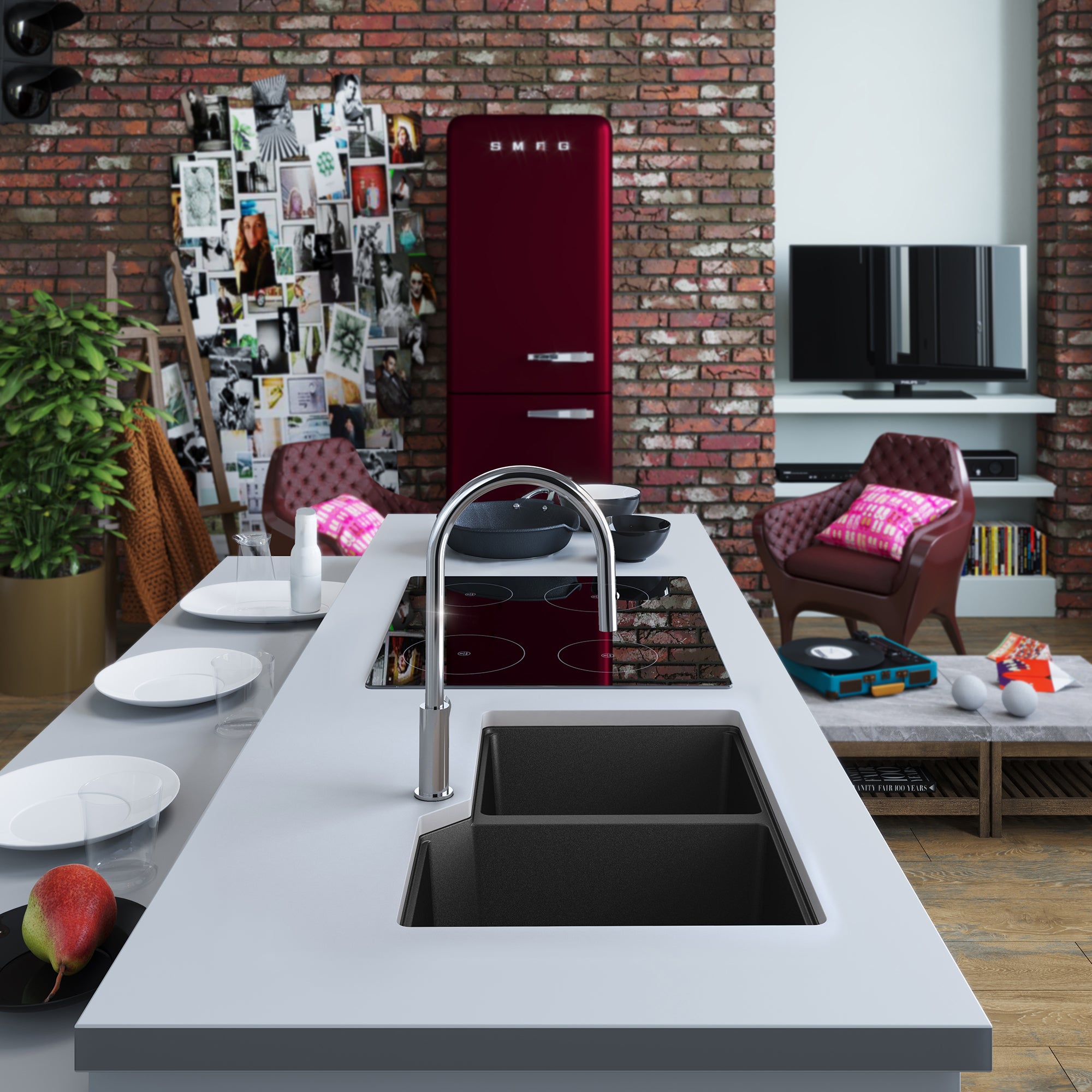 Évier en granite 2 cuvettes Kindred