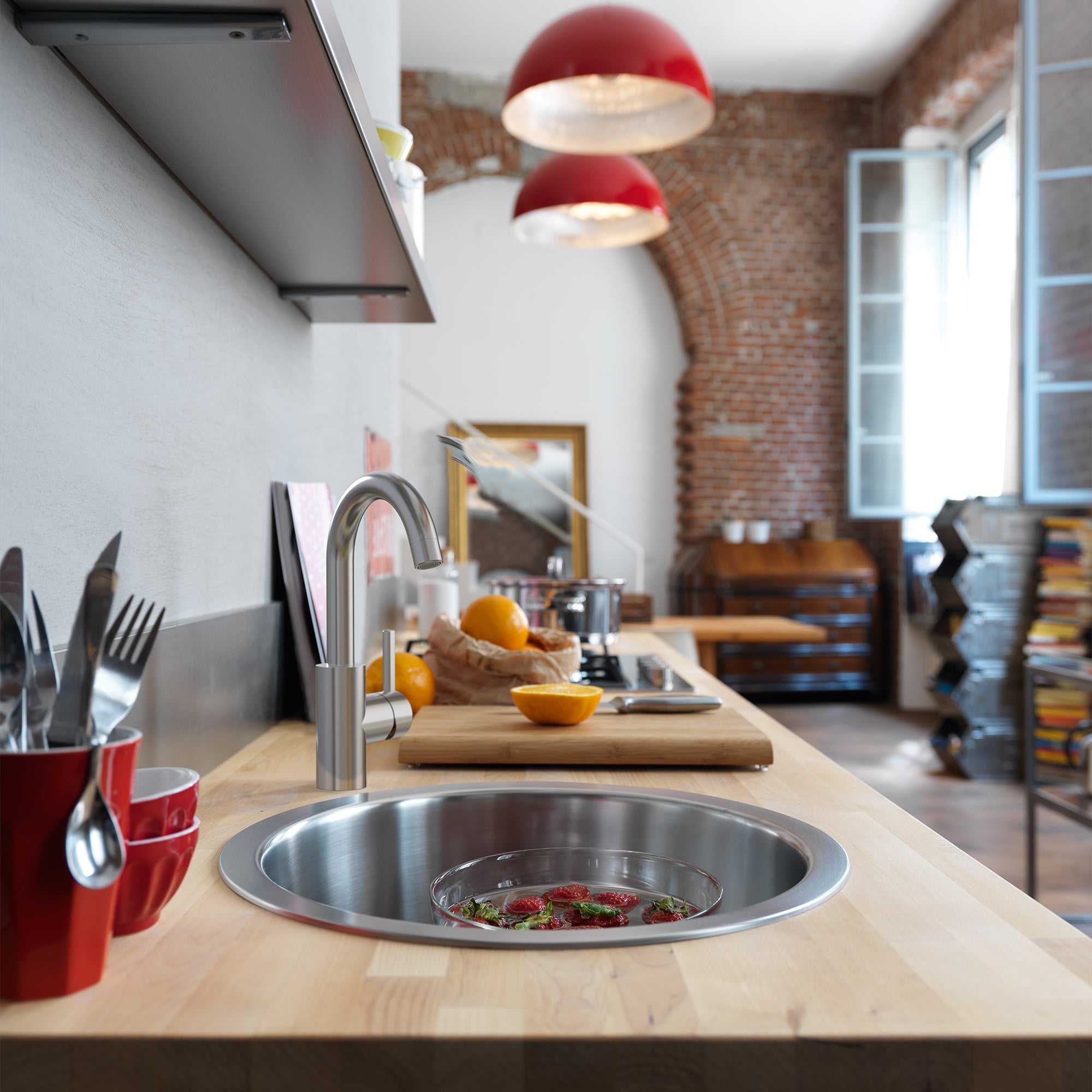 Franke Rotondo 17.0 in. x 7.0 in. Double Mount Kitchen Sink in 20 Gauge Stainless Steel - RBX110