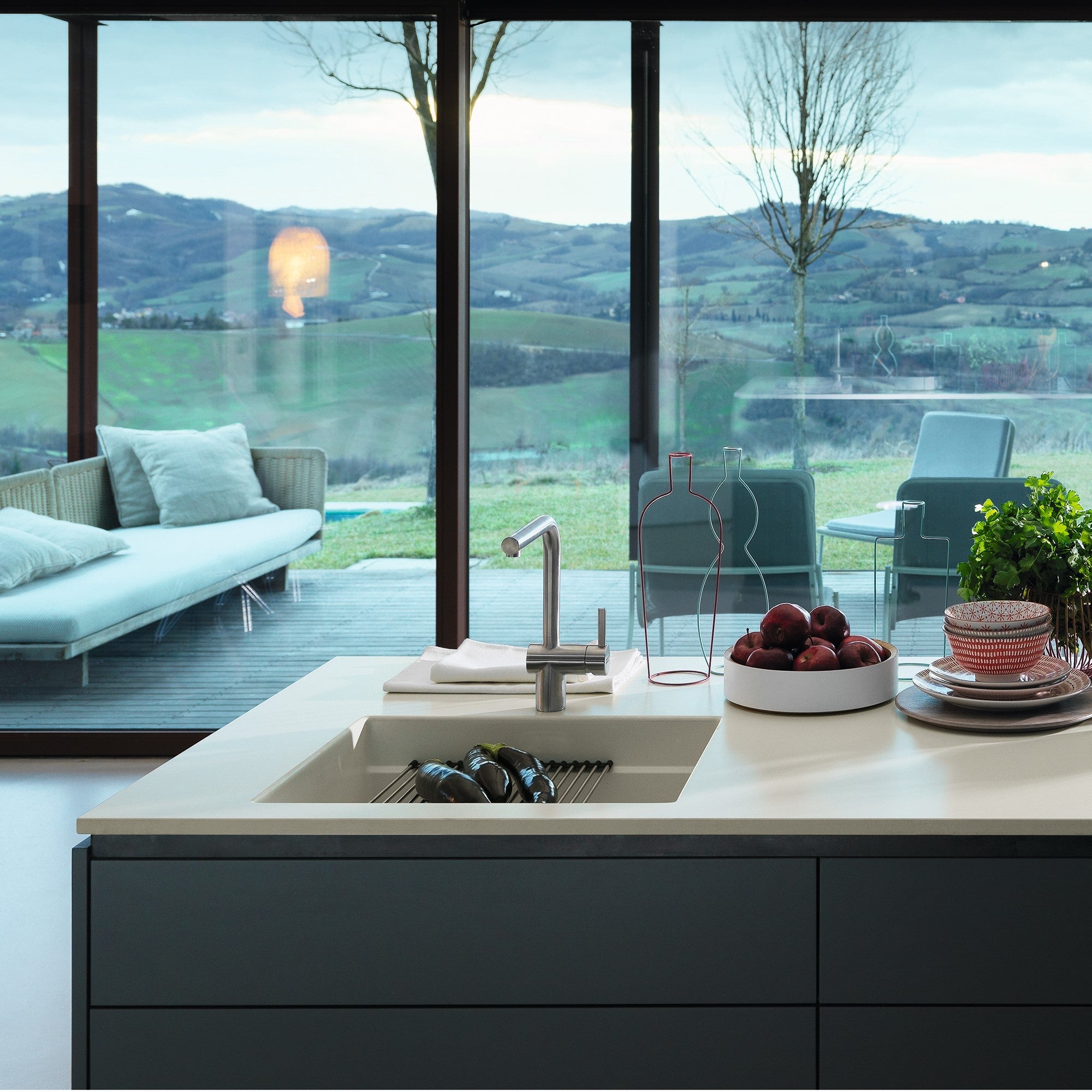 Franke Peak 32,0 pouces. x 18,8 pouces. Mocha Granite Undermount Single Bowl Kitchen évier - PKG110-31ES