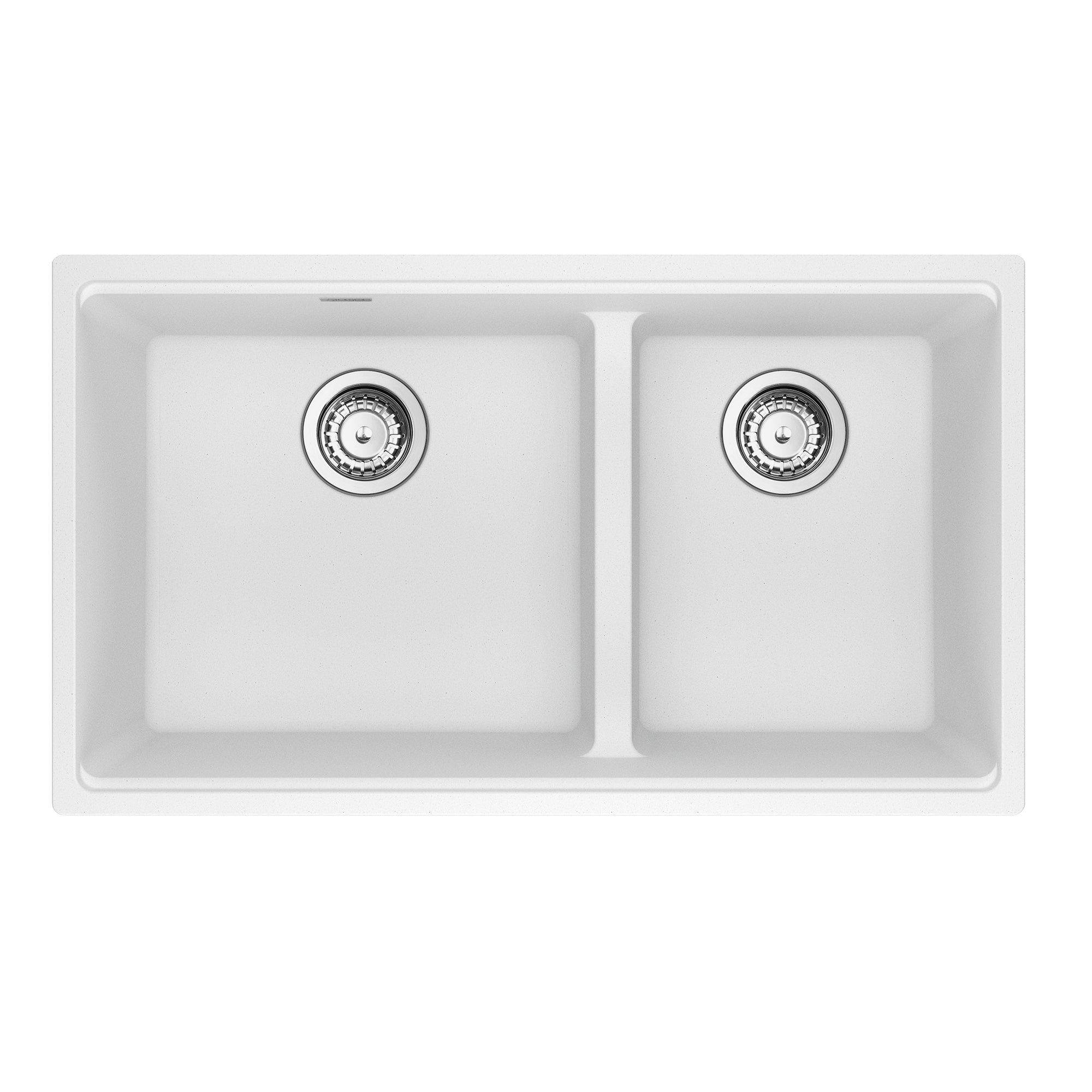 Franke Maris a sous-représenté 31 pouces x 17,81 pouces en granit double bol évier en pierre gris