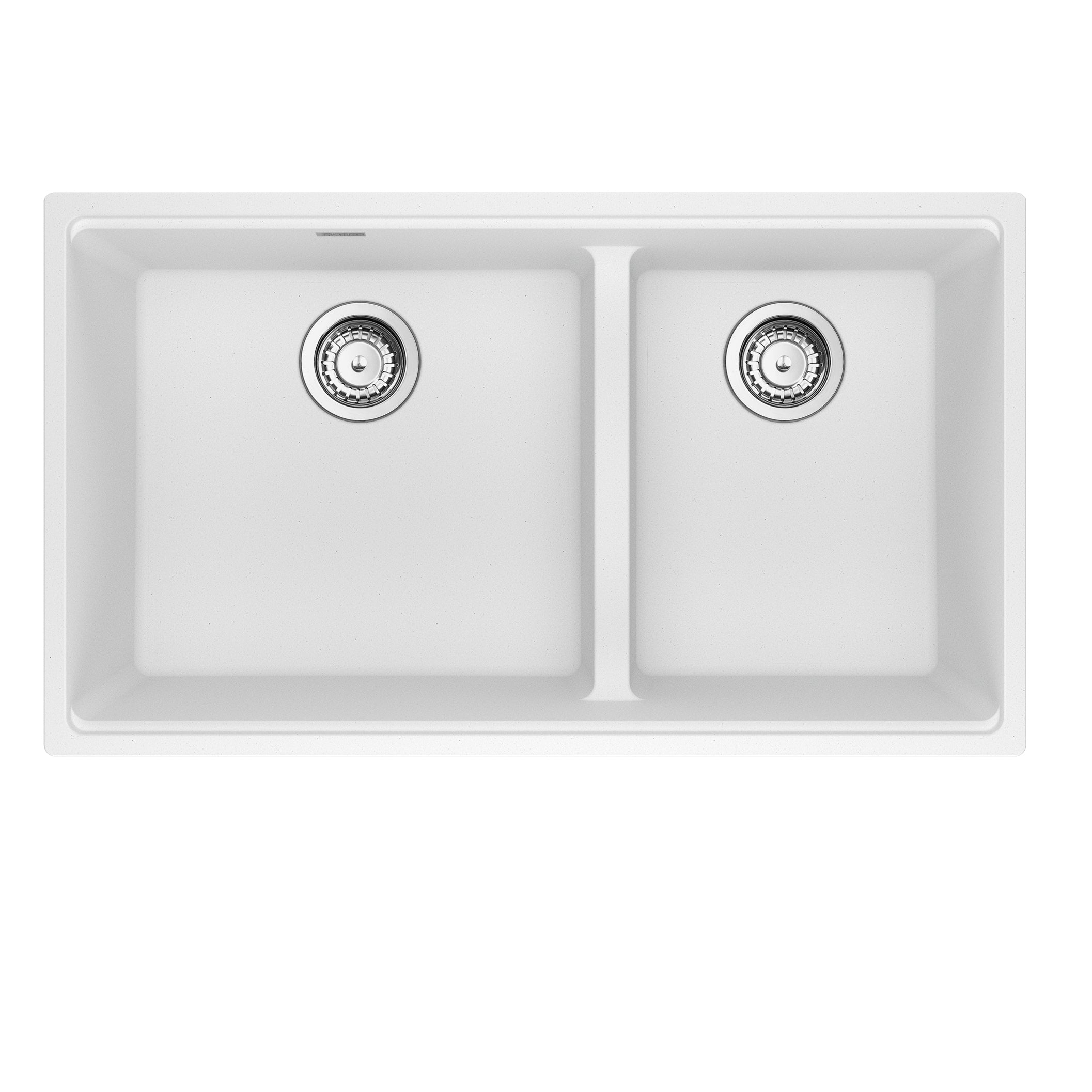 Franke Maris a sous-représenté 33 pouces x 18,94 pouces en granit double bol évier de cuisine en noir mat