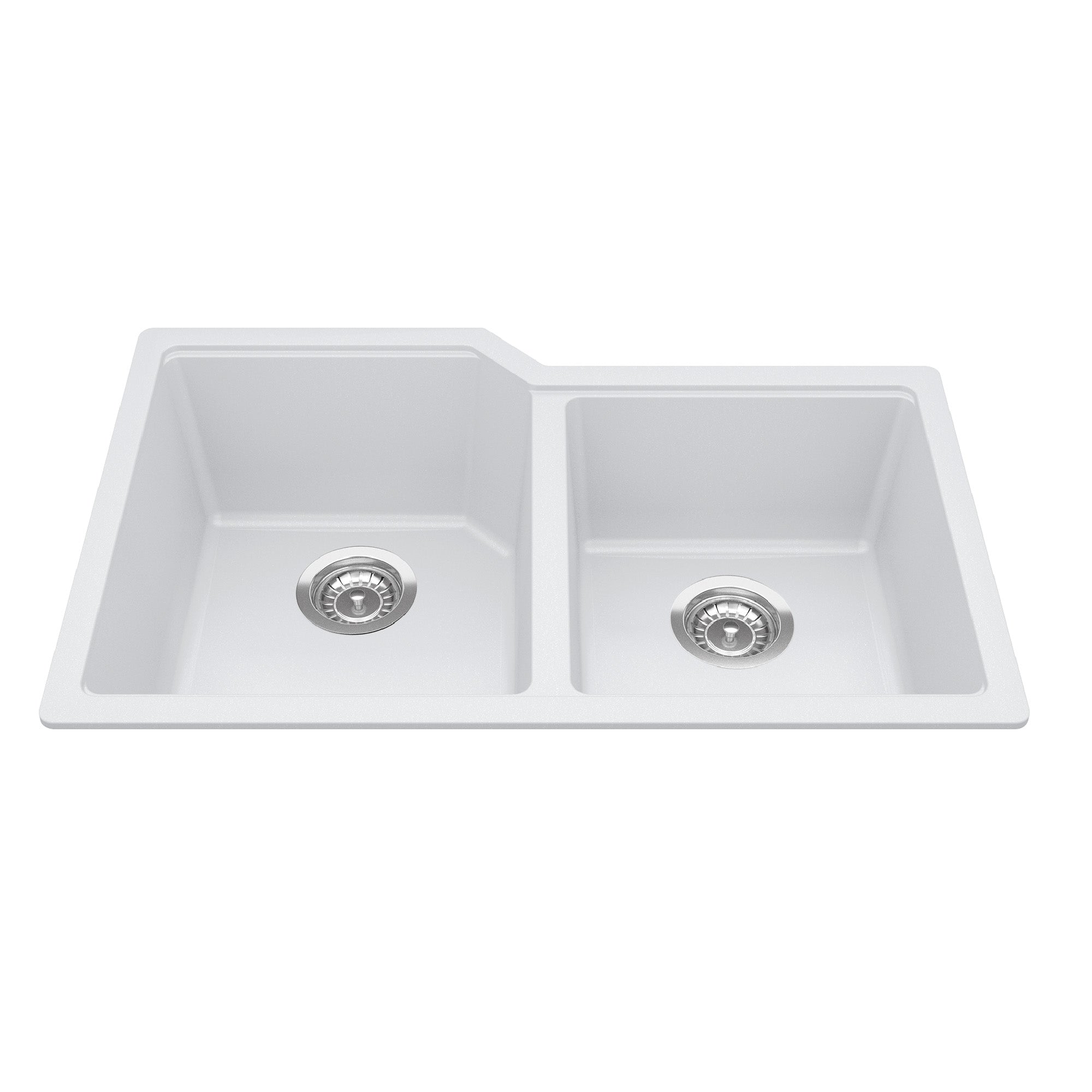 Granite Series 30,69 pouces LR x 19,69 pouces FB Undermount Double Bowl Granite Kitchen évier en noir mat