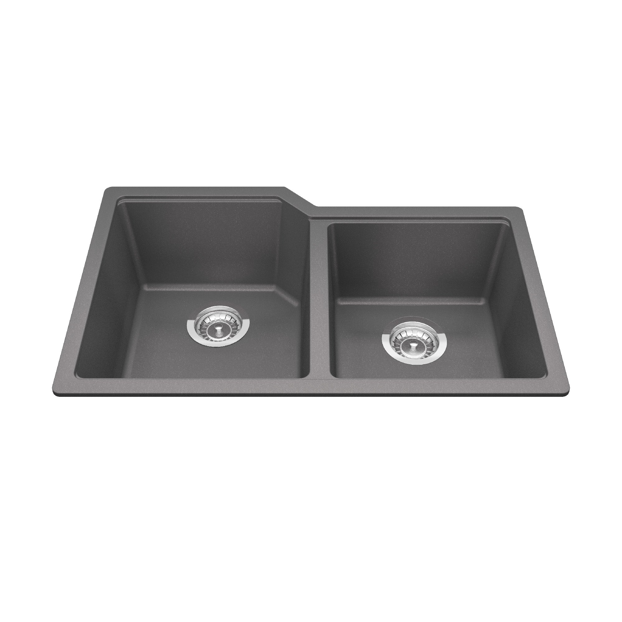 Granite Series 30,69 pouces LR x 19,69 pouces FB Undermount Double Bowl Granite Kitchen évier en noir mat