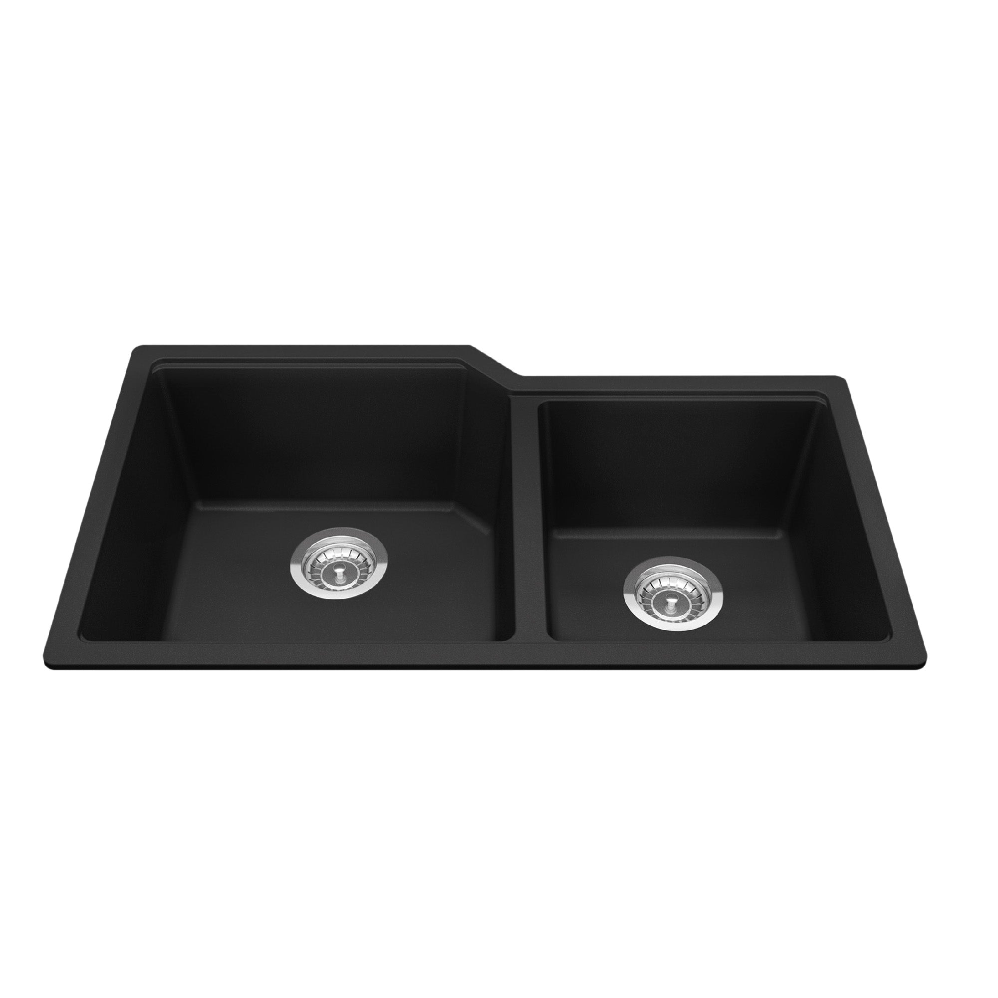 Granite Series 33.88-in LR x 19.69-inch FB Undermount Double Bowl Granite Kitchen Sink in Onyx