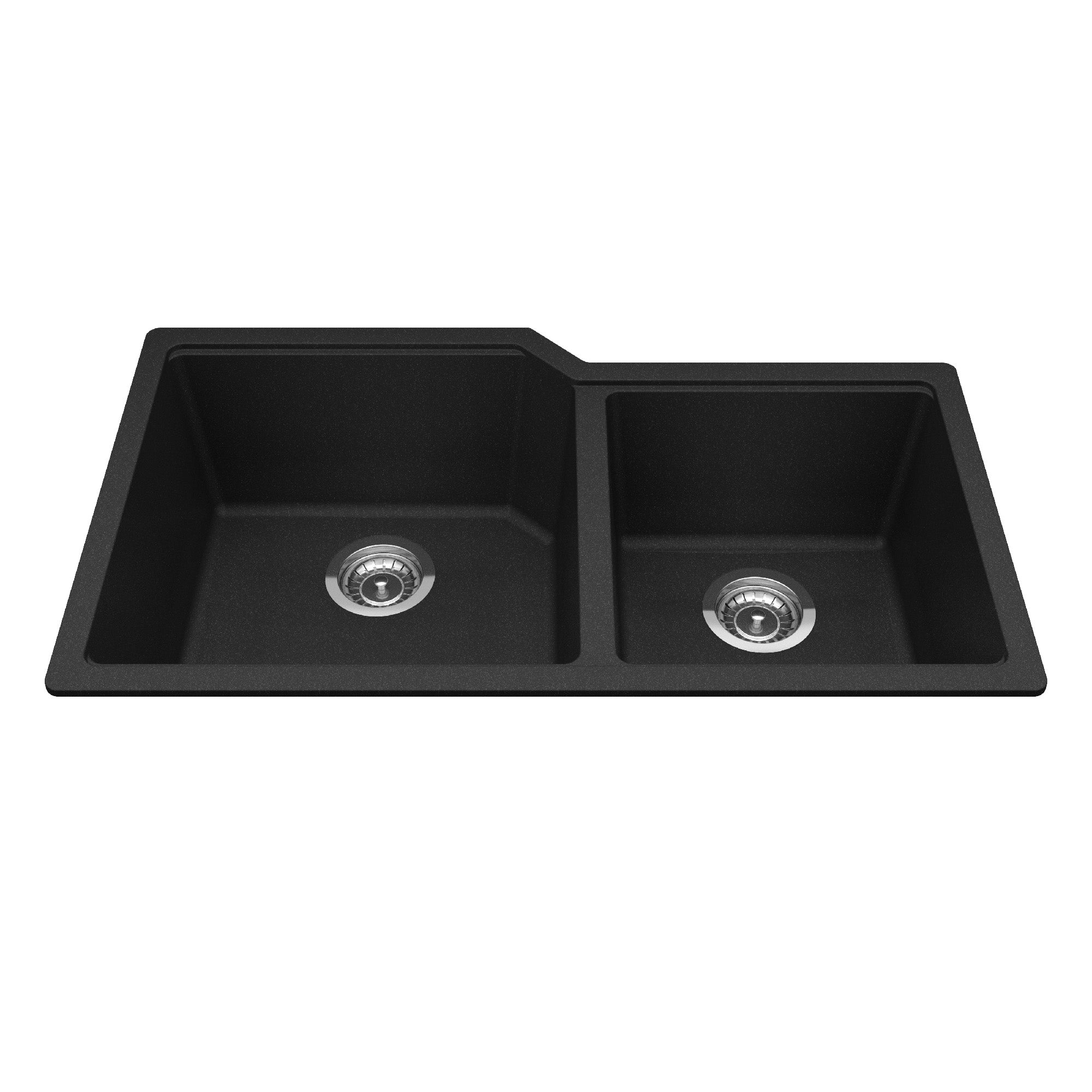 Granite Series 33.88-in LR x 19.69-inch FB Undermount Double Bowl Granite Kitchen Sink in Onyx