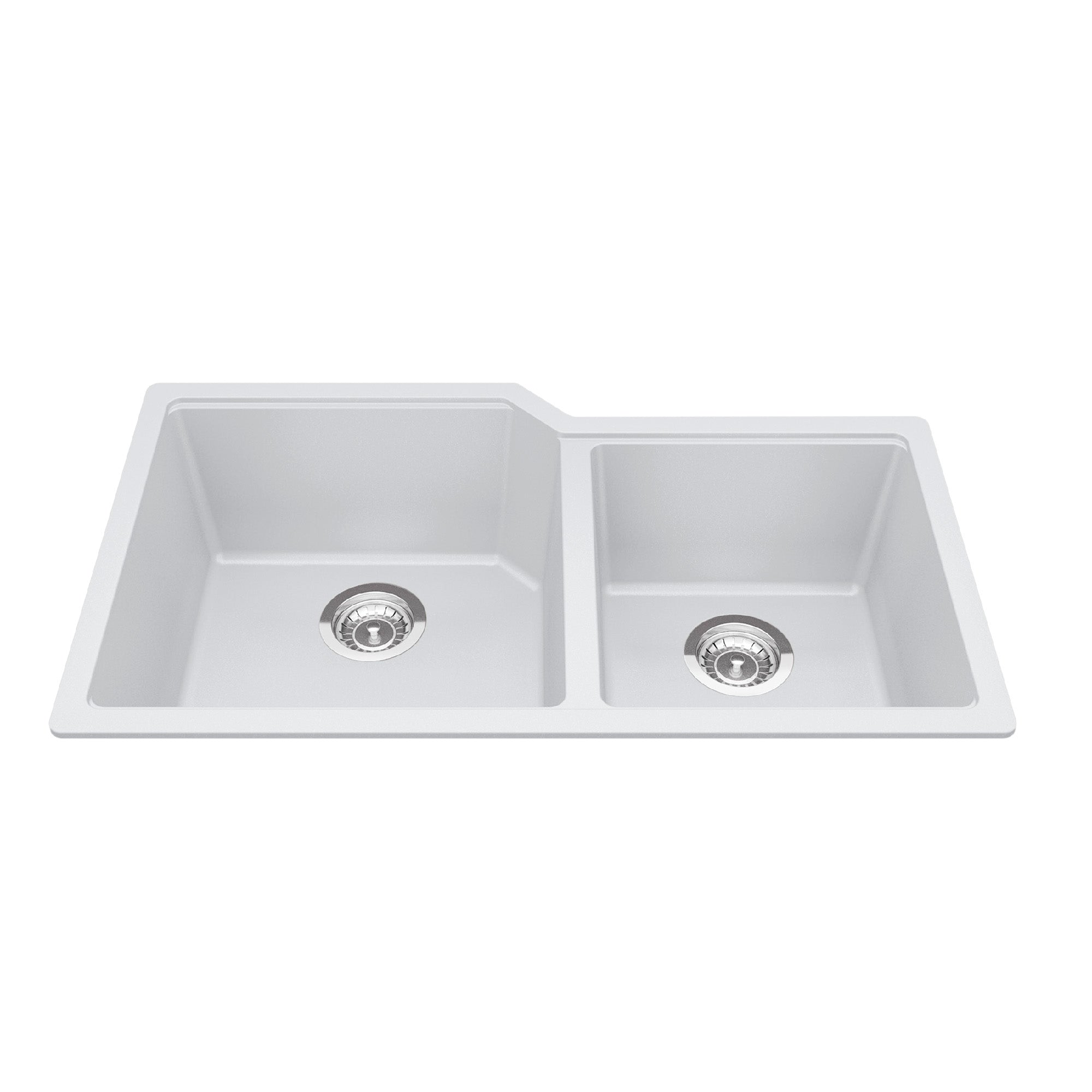 Granite Series 33,88 pouces LR x 19,69 pouces FB Undermount Double Bowl Granite Kitchen évier en blanc polaire