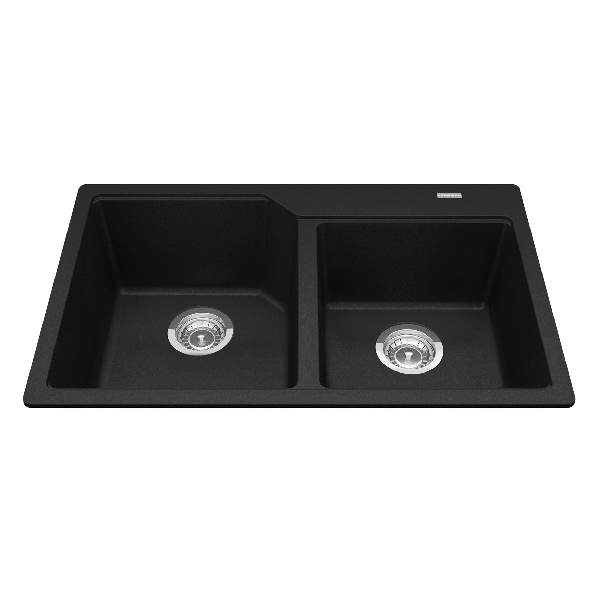 Granite Series 30,69 pouces LR x 19,69 pouces FB Drop dans le double bol évier de cuisine en granit en noir mat