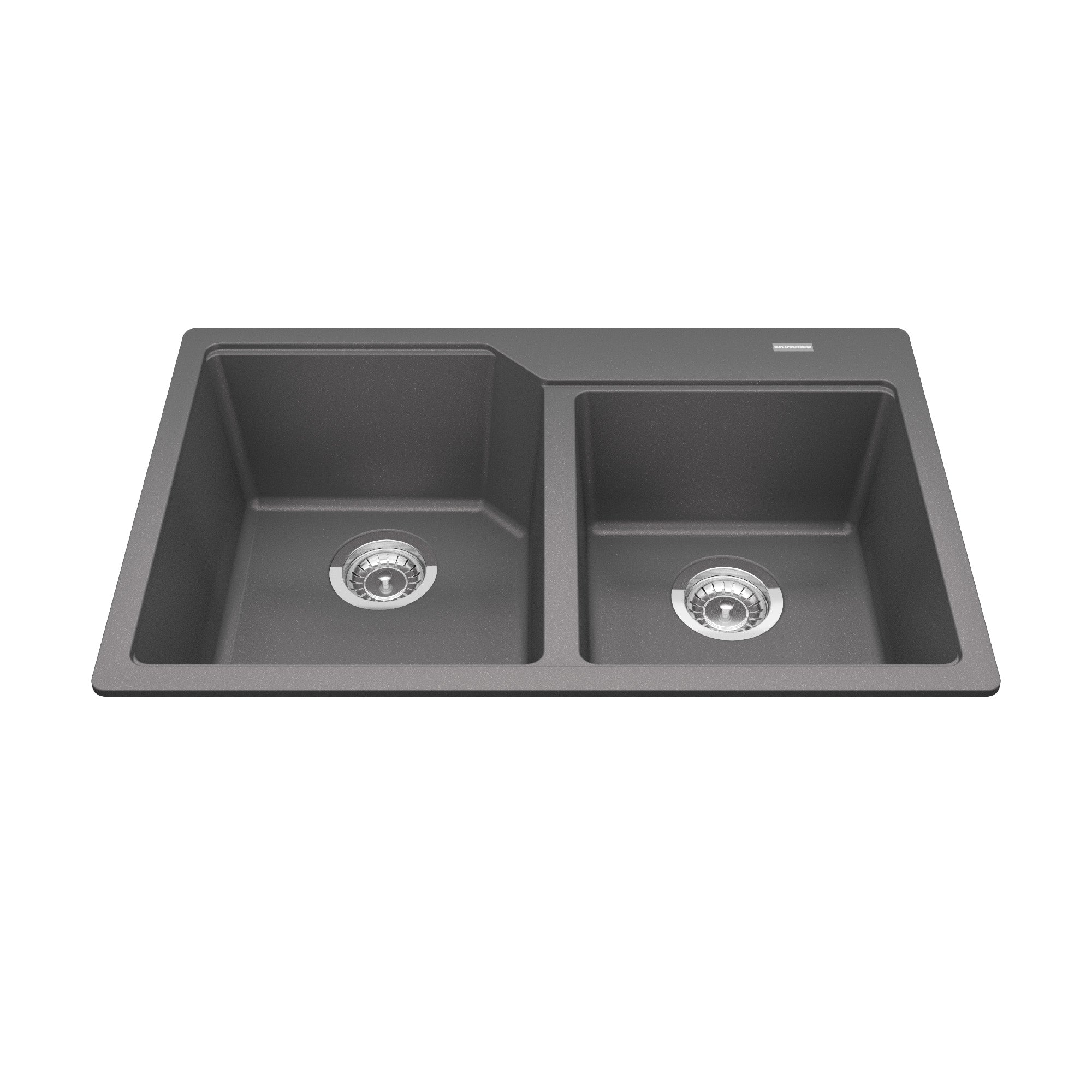 Granite Series 30,69 pouces LR x 19,69 pouces FB Drop dans le double bol évier de cuisine en granit en noir mat