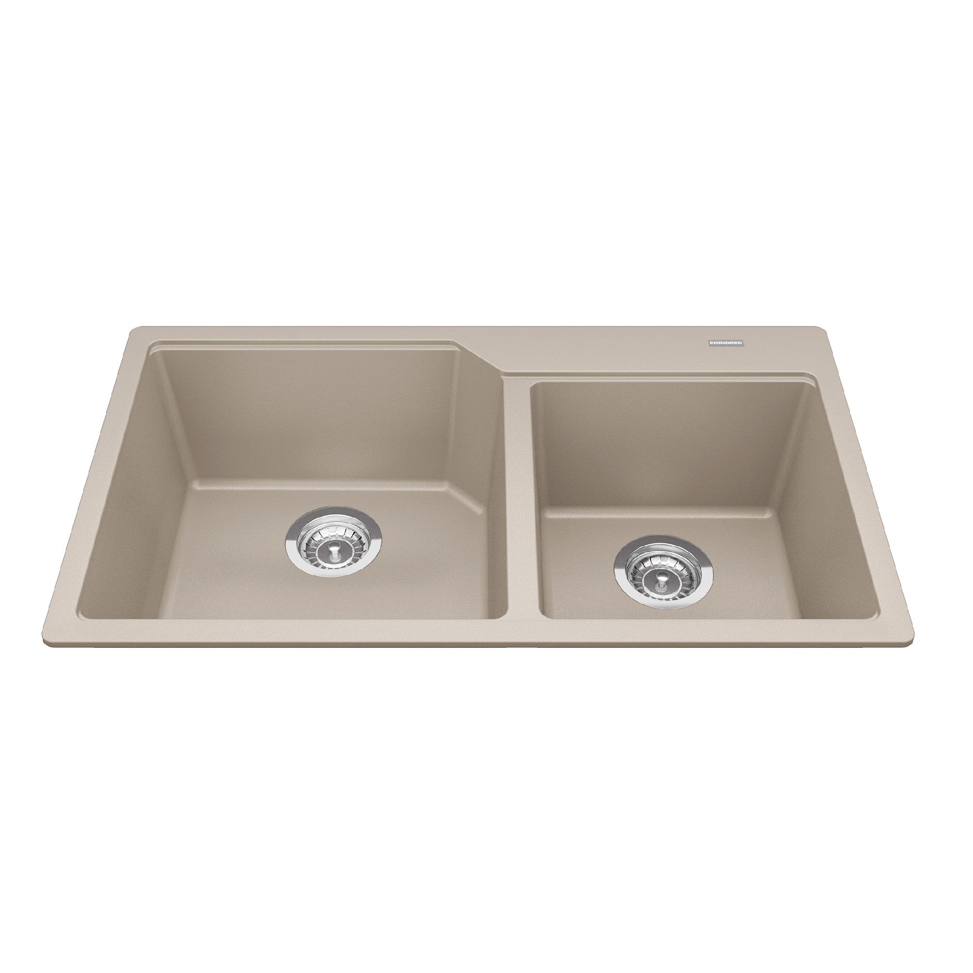 Granite Series 33.88-in LR x 19.69-in FB Drop-in Double Bowl Granite Kitchen Sink in Onyx