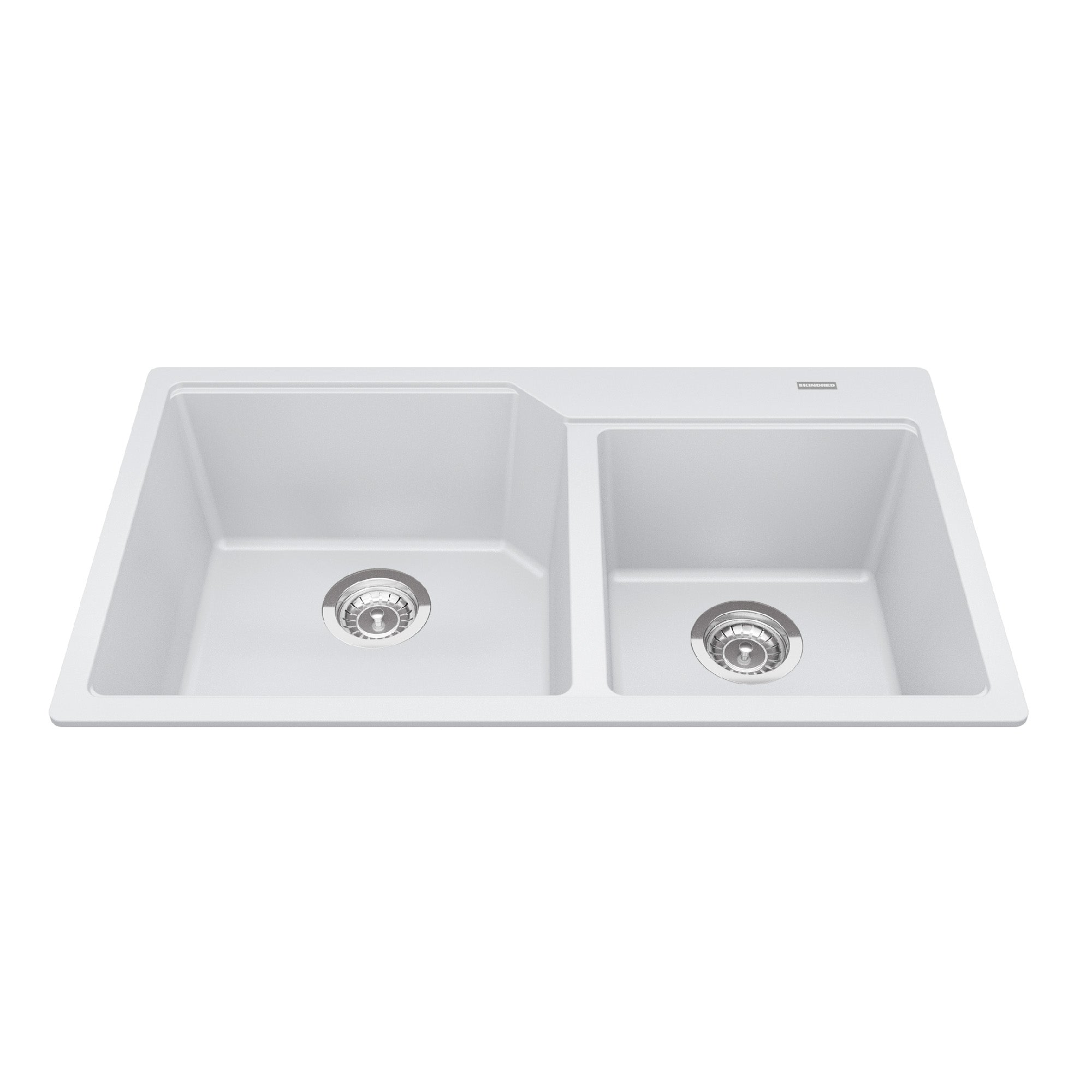 Granite Series 33.88-in LR x 19.69-in FB Drop-in Double Bowl Granite Kitchen Sink in Onyx