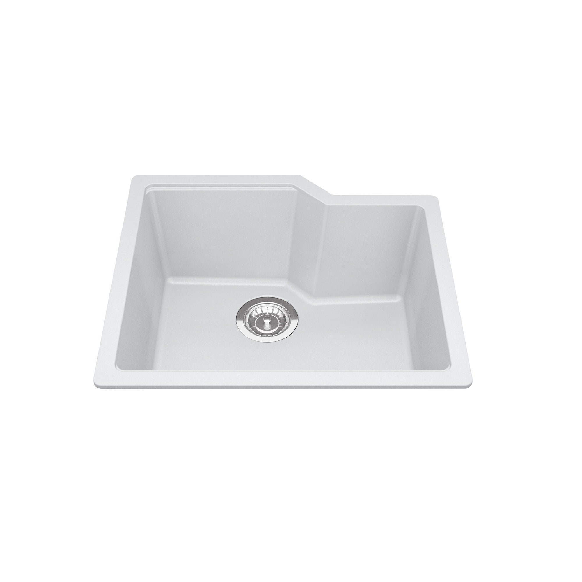 Granite Series 22.06-in LR x 19,69 pouces FB Undermount Single Bowl Granite Kitchen évier en blanc polaire