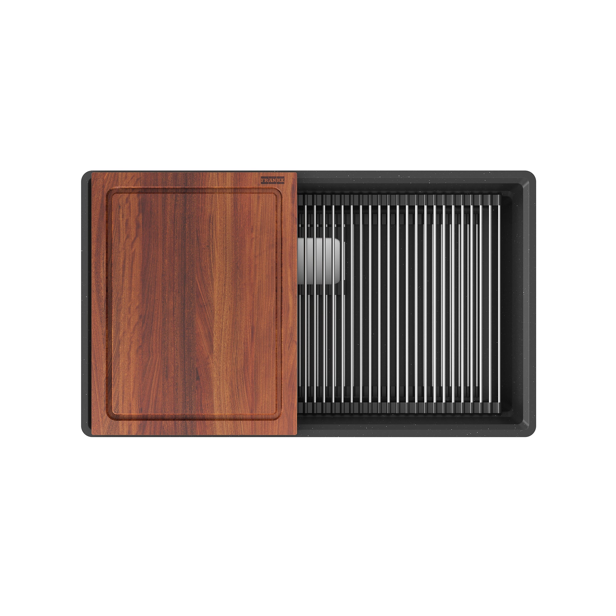 Franke Peak WorkCenter 32,0 pouces. x 18,8 pouces. Évier de cuisine de bol simple en granit gris en pierre