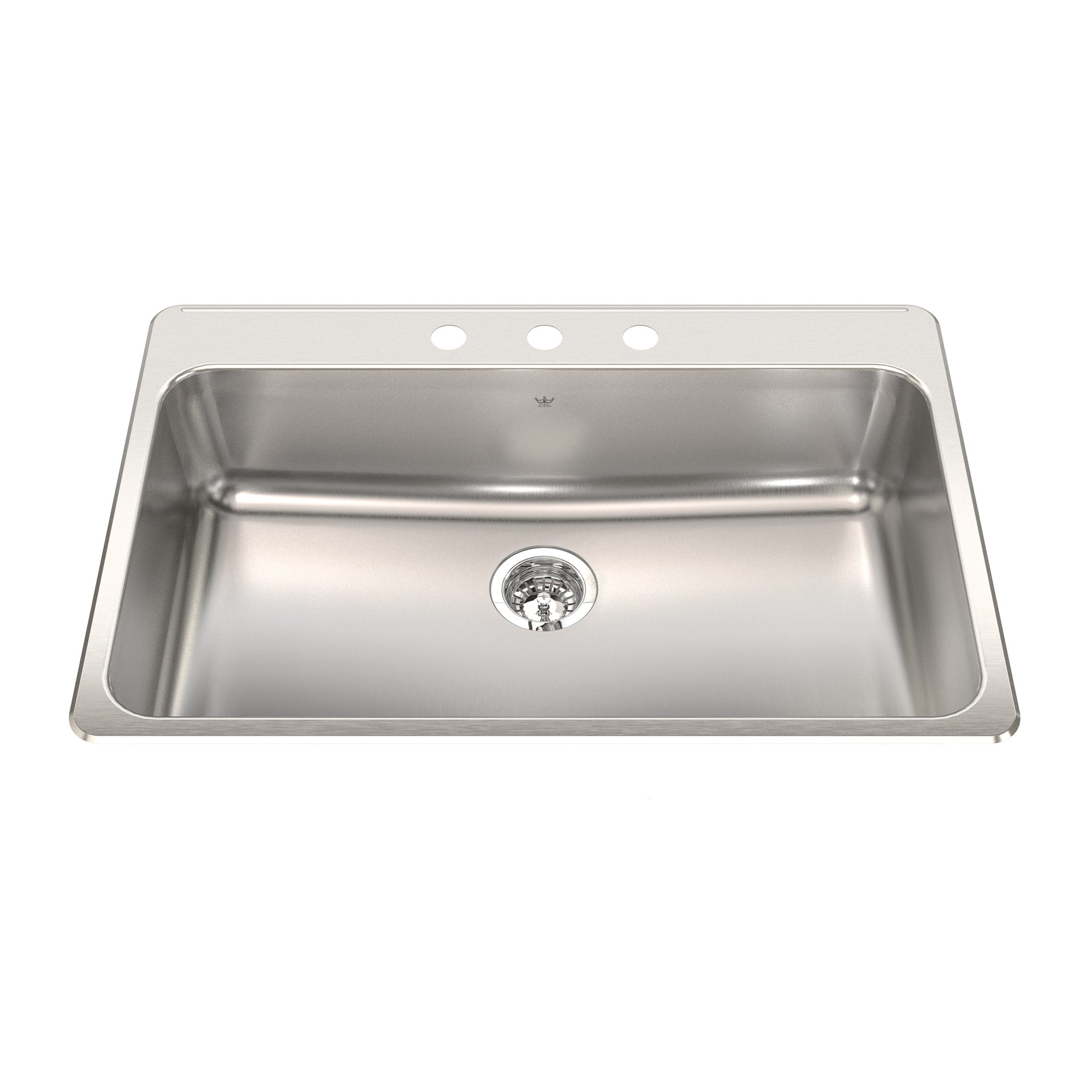 Steel Queen 33.38 inch LR x 22 inch FB DRUNE IN THE BOWL SIX EVORY KITCHEN STAINLESS STEEL 3-HOLE