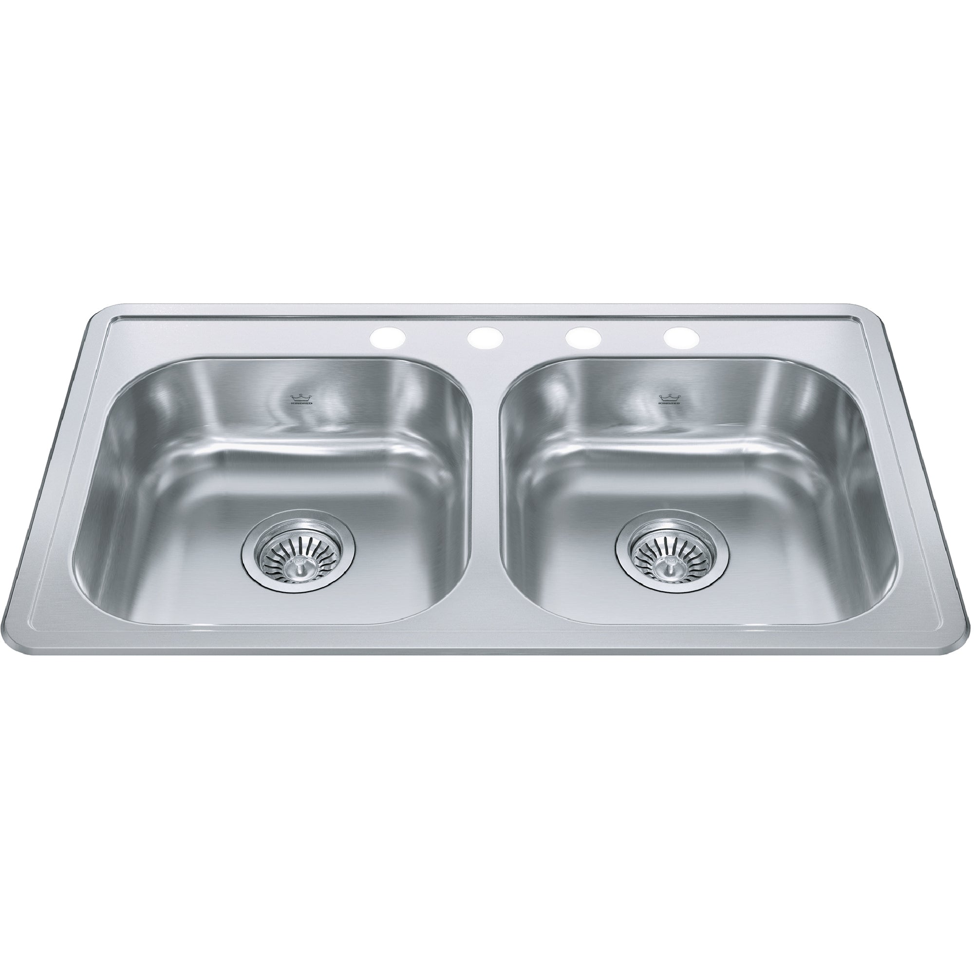 Creemore 32,94 pouces LR x 18,31 pouces FB DROP dans un pavillon en acier inoxydable à 4 trous à double bol