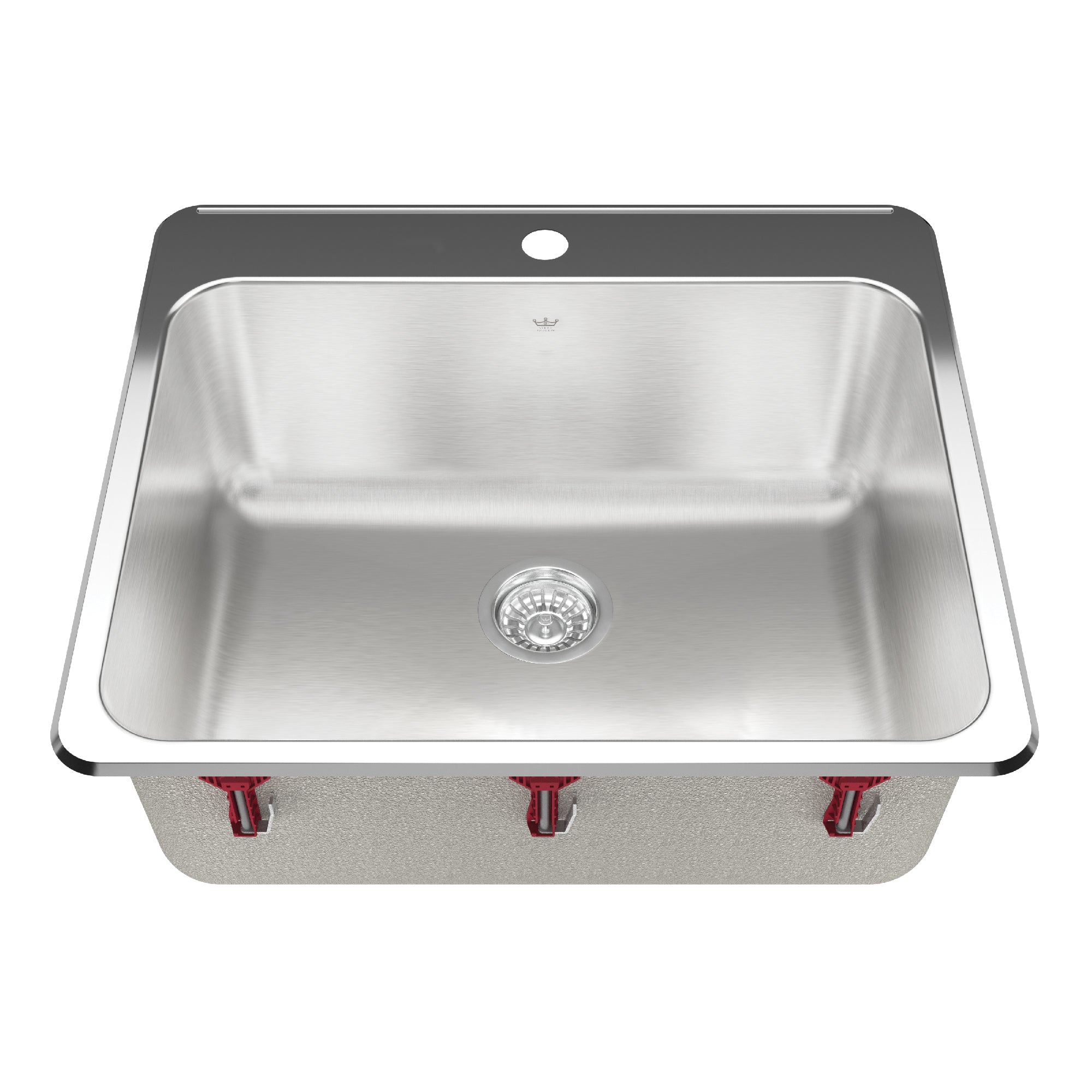 Collection d'utilité KINDRED 25,25 pouces LR x 22 pouces FB DRIGNE DANS LA LUANDIE D'ACIER À 4 trous de 4 trous en acier inoxydable