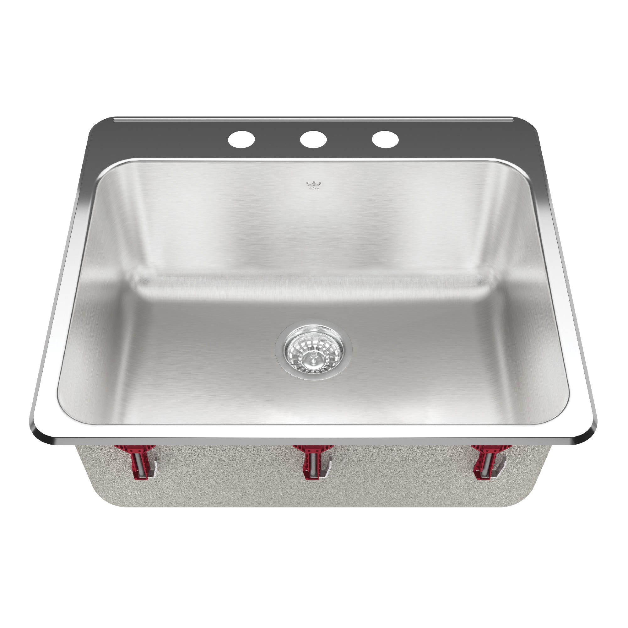 Collection d'utilité KINDRED 25,25 pouces LR x 22 pouces FB DROP dans un bol unique à 3 trous en acier inoxydable à linge