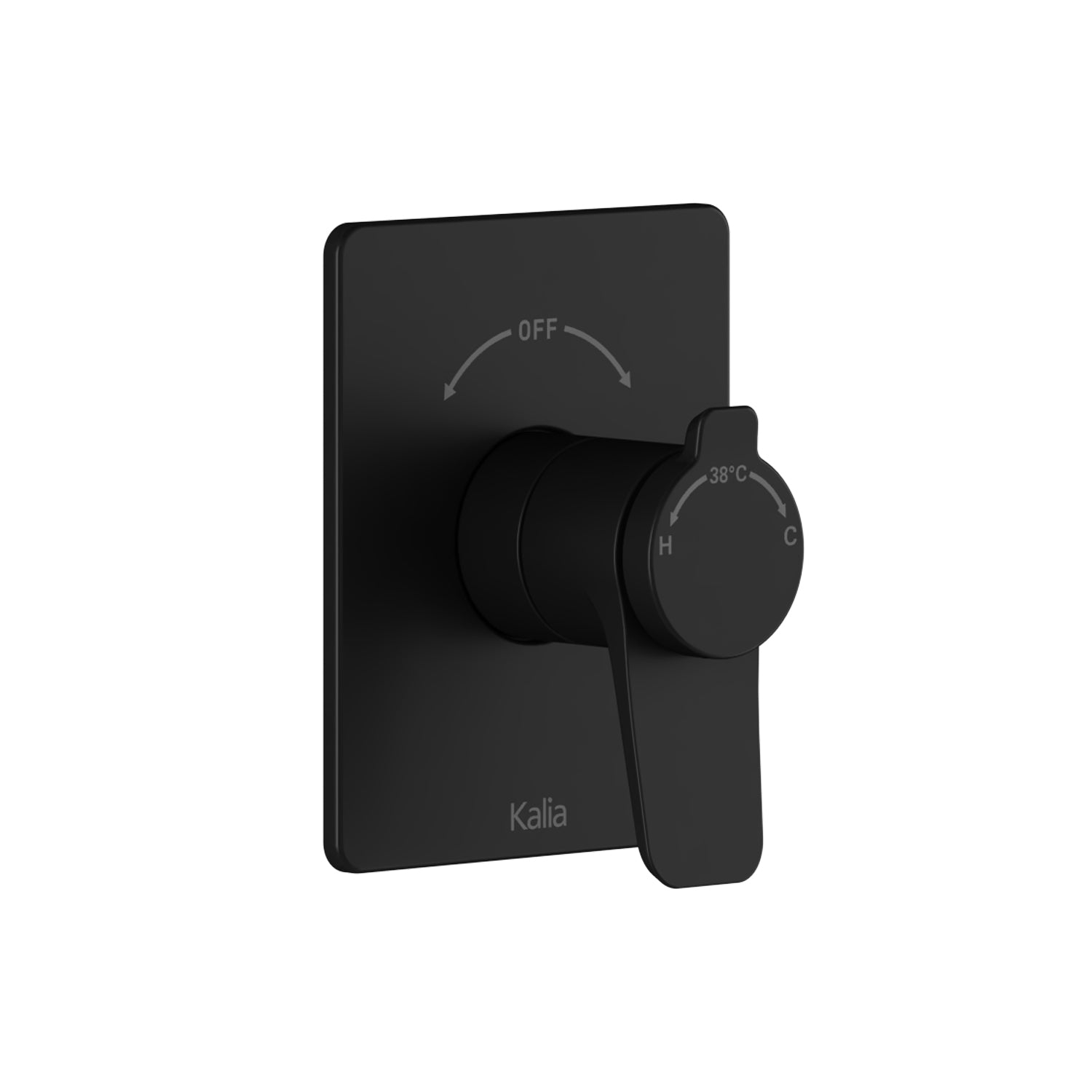 Finition Carrée MOROKA pour Valve Coaxiale 1/2'' de Type T/P avec Sélecteur Intégré 2 Voies Noir Mat