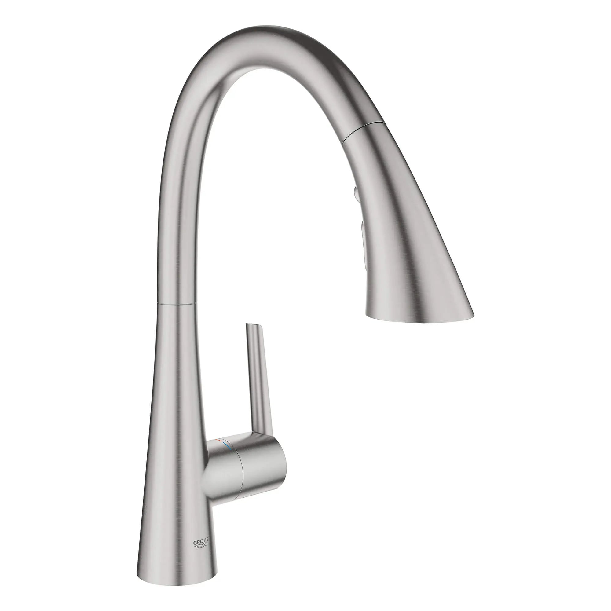 GROHE Zedra Robinet de cusine rétractable à poignée simple et triple jet 6,6 L/min (1,75 gpm)