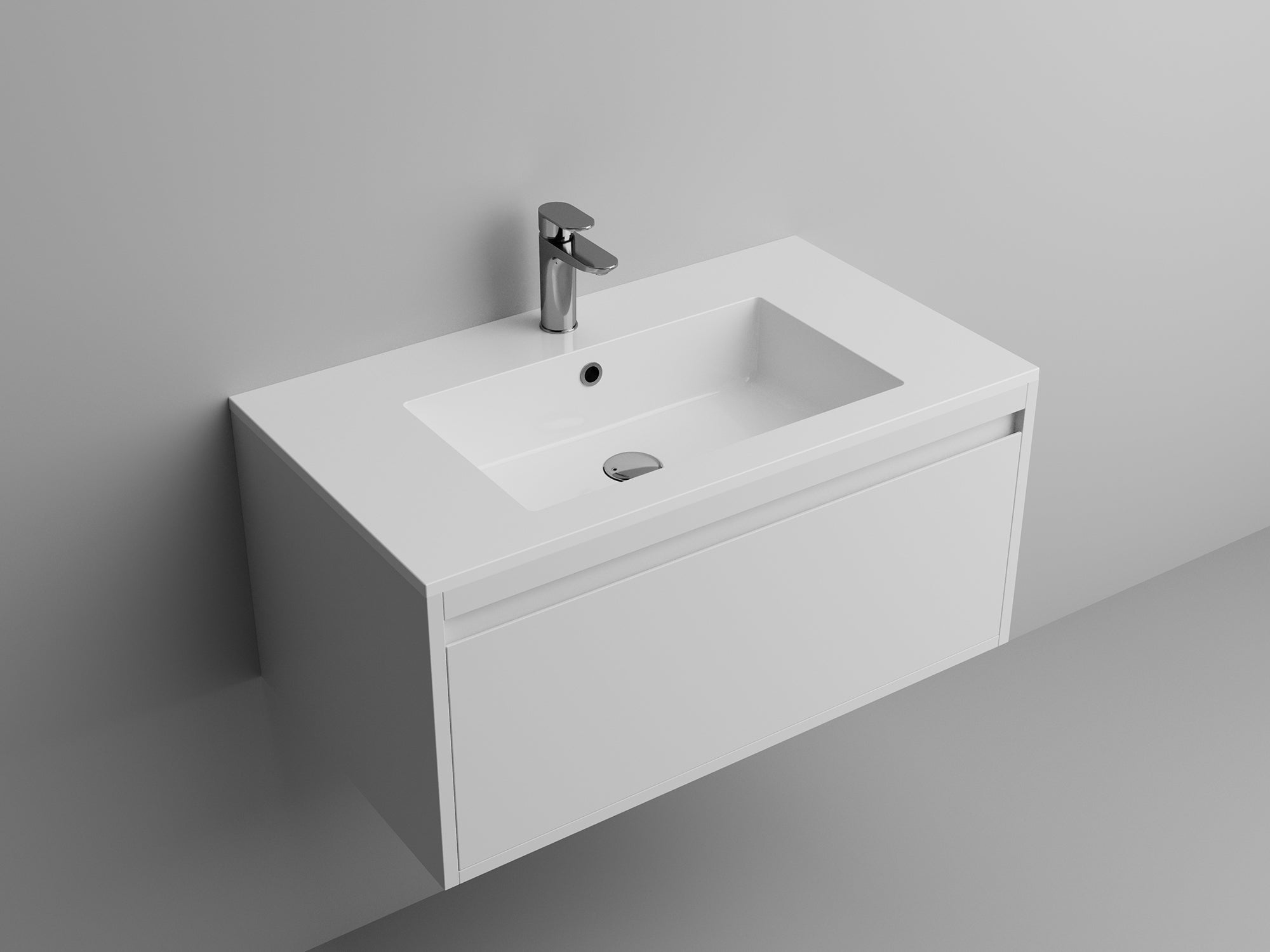 Plan de toilette carré de 31 po - Blanc brillant