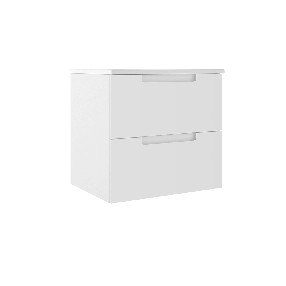 Meuble-lavabo mural Coda 24 po à deux tiroirs – Blanc mat