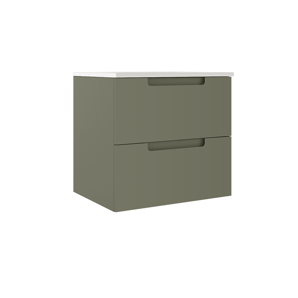 Meuble-lavabo mural Coda 24 po à deux tiroirs – Vert sauge