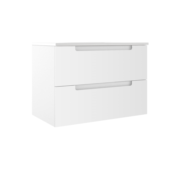Meuble-lavabo mural Coda 31 po à deux tiroirs – Blanc mat