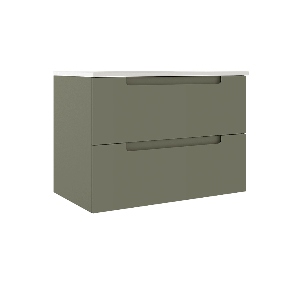 Meuble-lavabo mural Coda 31 po à deux tiroirs – Vert sauge