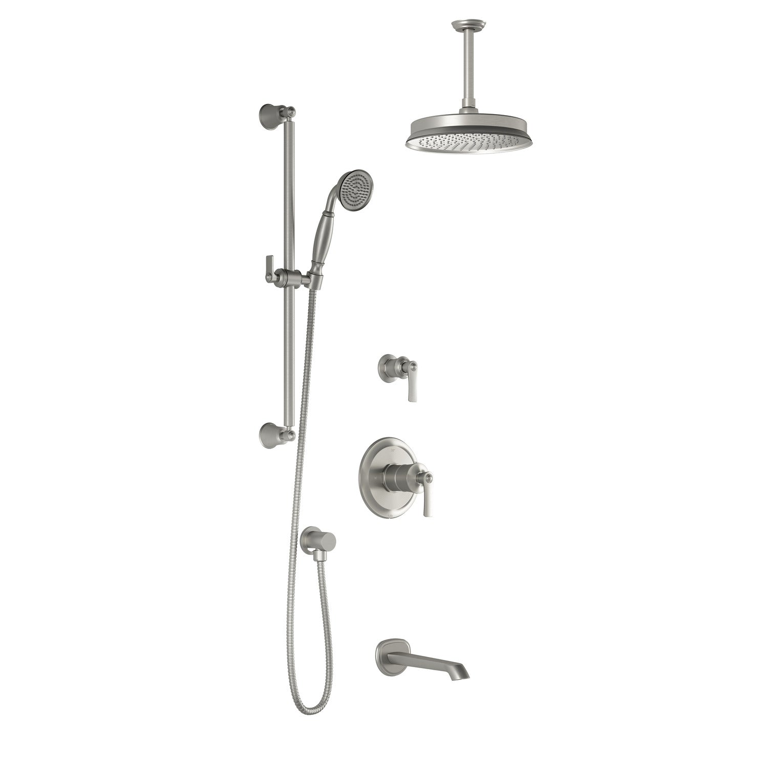 RUSTIK™ TD3 : Système de Douche AQUATONIK™ T/P avec Bras Vertical Nickel Pur PVS
