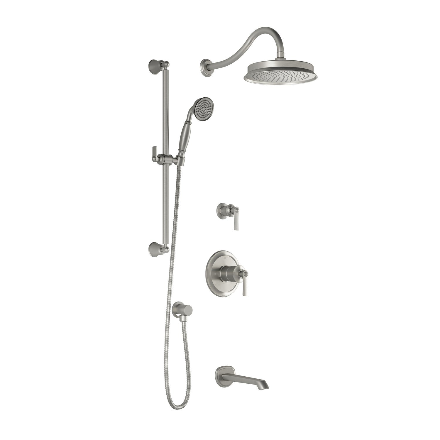 RUSTIK™ TD3 : Système de Douche AQUATONIK™ T/P avec Bras Mural Nickel Pur PVS