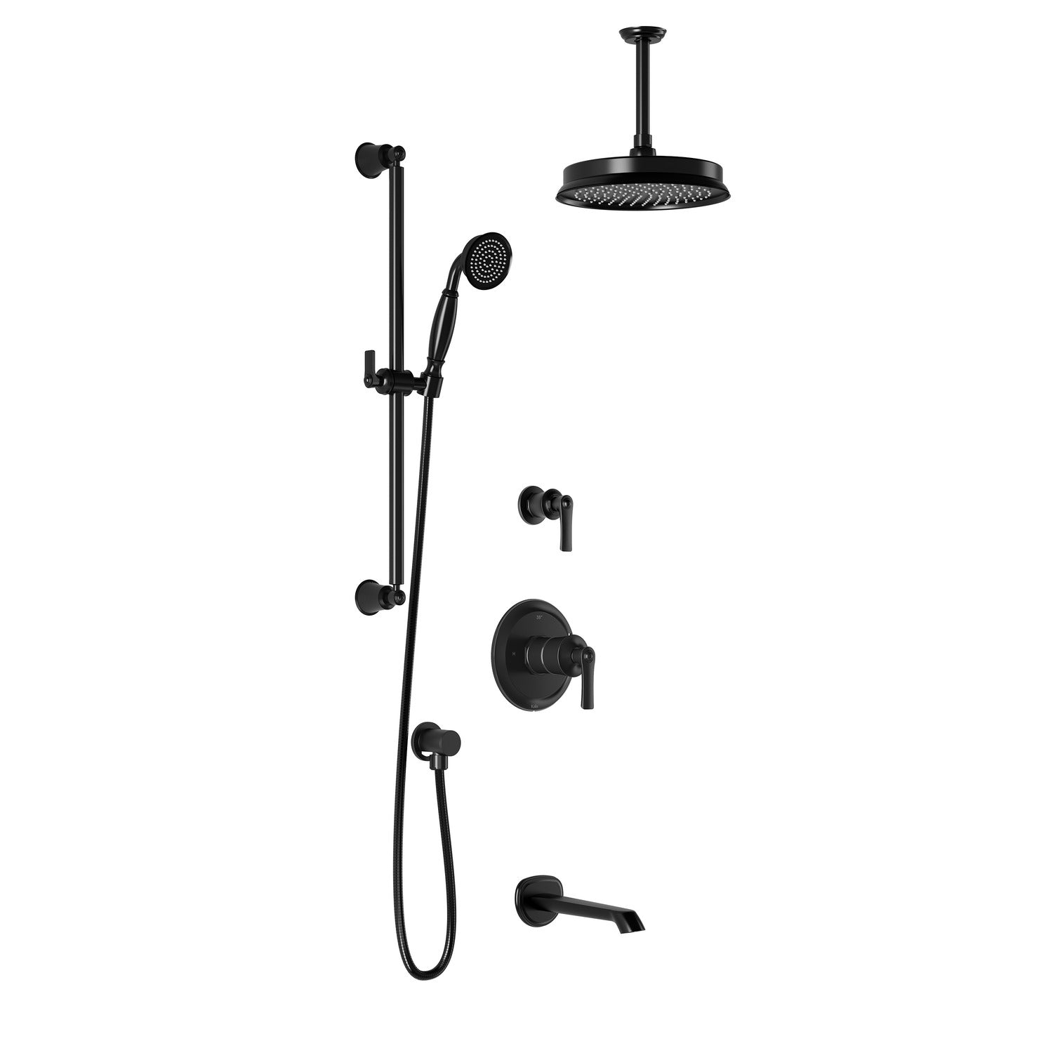 RUSTIK™ TD3 : Système de Douche AQUATONIK™ T/P avec Bras Vertical Noir