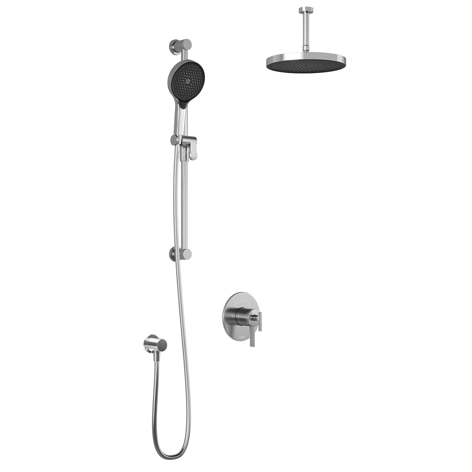 RoundOne™ TCD1 PLUS : Système de Douche T/P AQUATONIK™ Coaxiale avec Bras Vertical Chrome