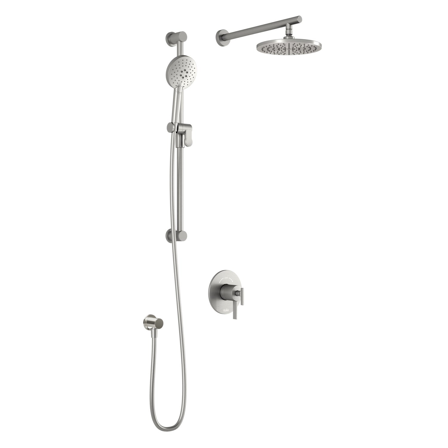 RoundOne™ TCD1 : Système de Douche T/P AQUATONIK™Coaxiale avec Bras Mural Nickel Pur PVS