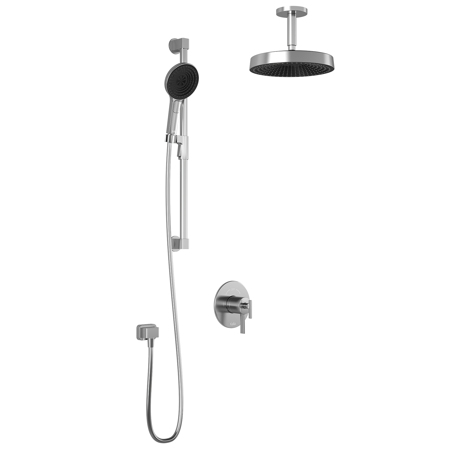 RoundOne™ TCD1 PREMIA (Valve Non Incluse) : Système de Douche T/P AQUATONIK™ Coaxiale avec Bras Vertical Chrome