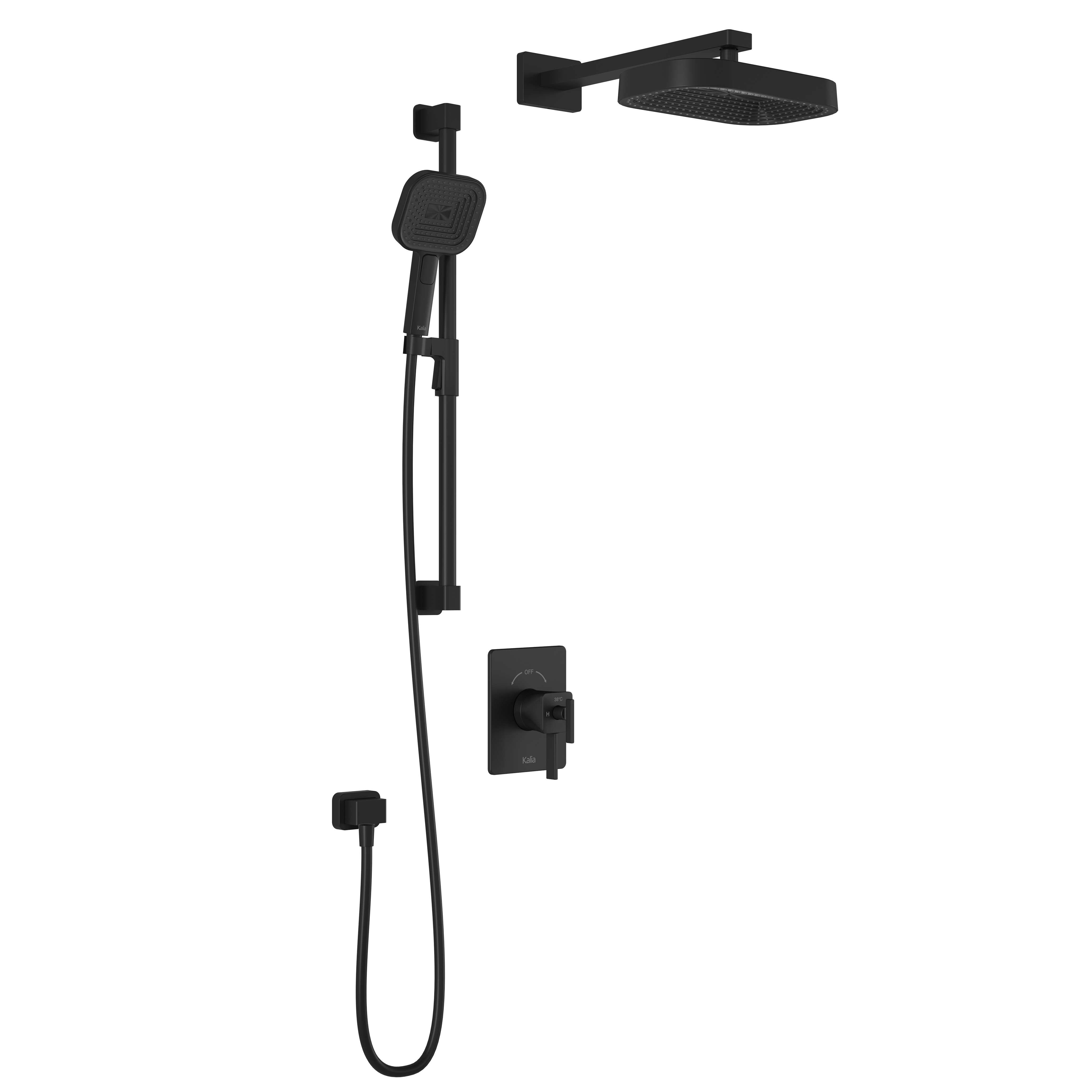 SquareOne™ TCD1 PREMIA : Système de Douche T/P AQUATONIK™ Coaxiale avec Bras Mural Noir Mat