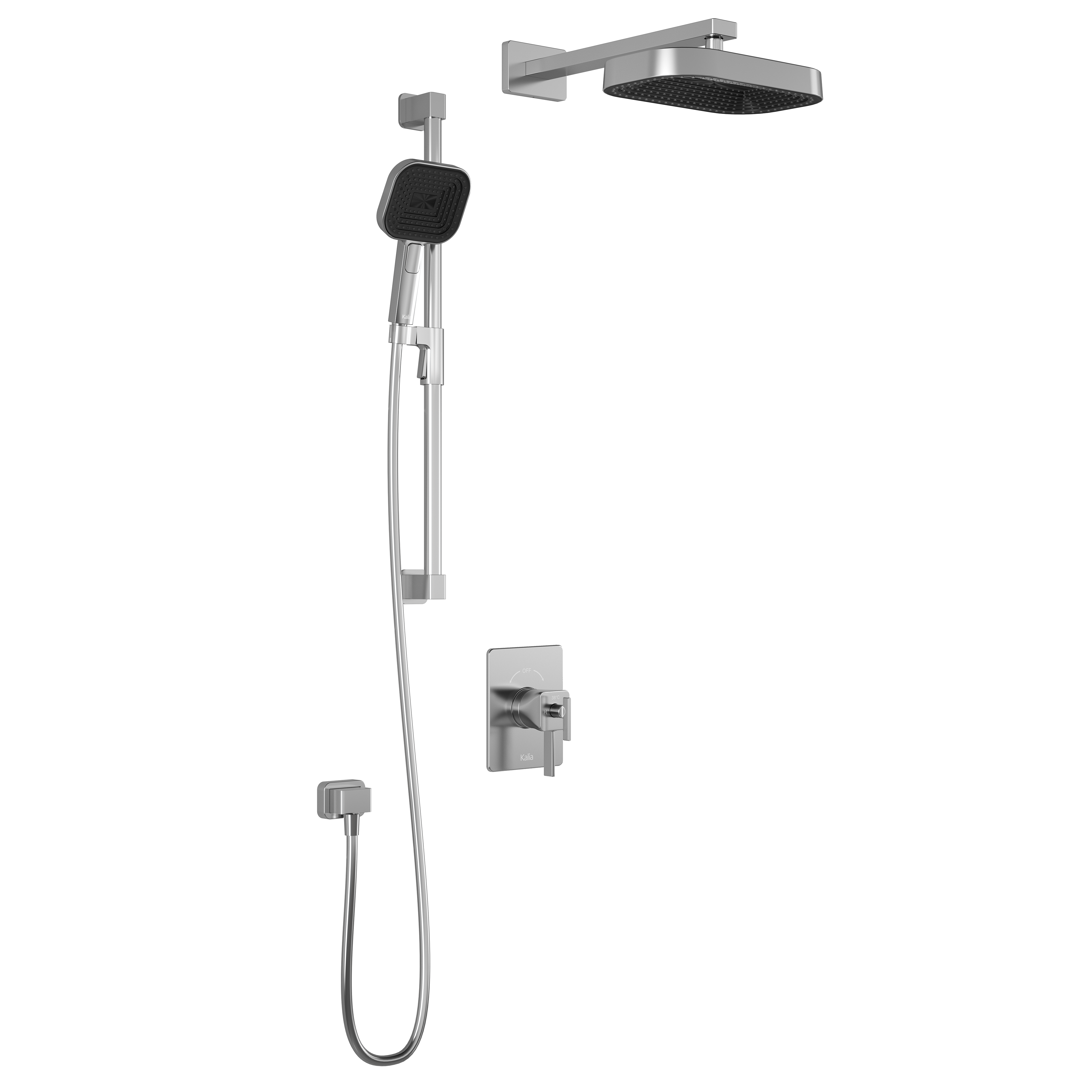 SquareOne™ TCD1 PREMIA (Valve Non Incluse) : Système de Douche T/P AQUATONIK™ Coaxiale avec Bras Mural Chrome
