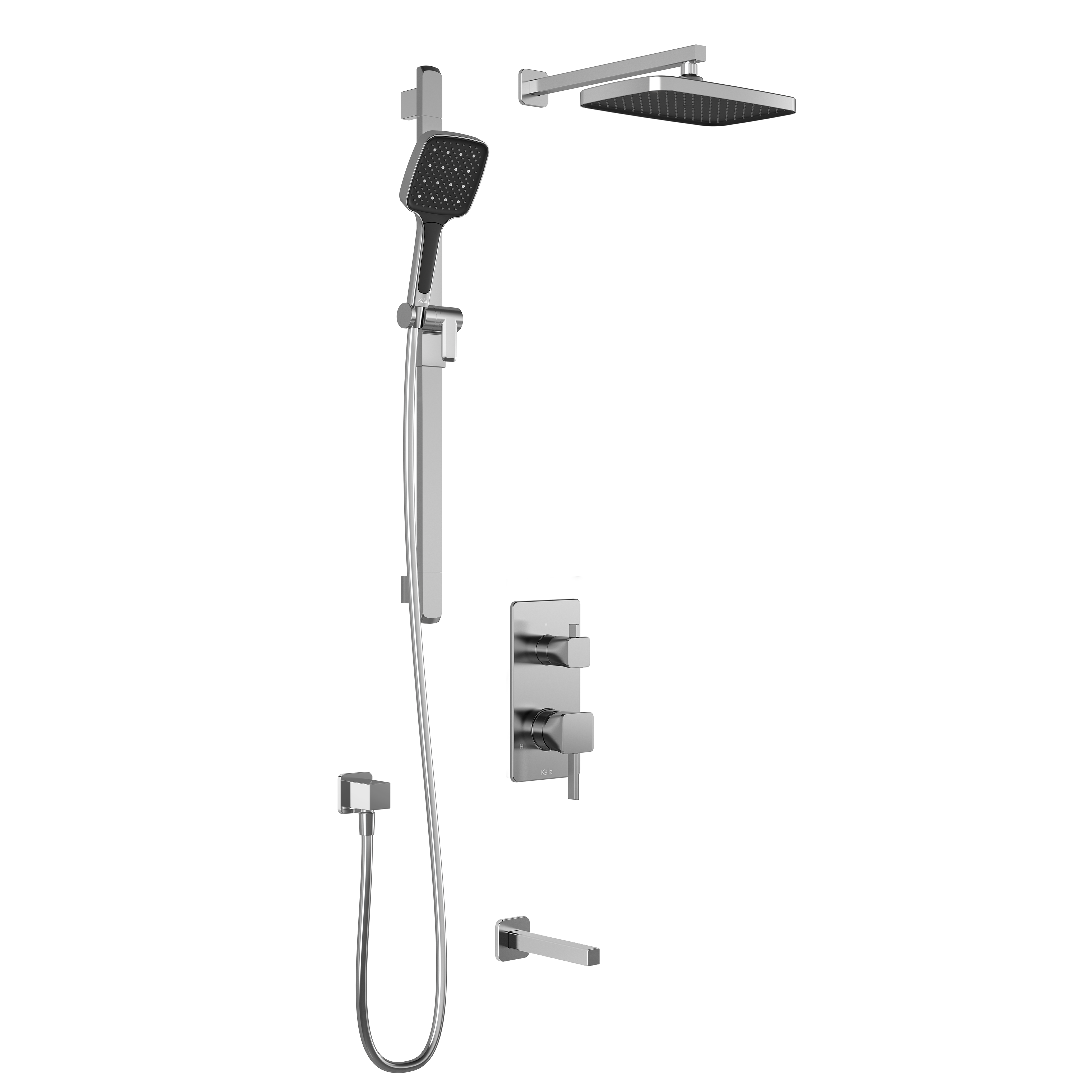 SquareOne™ TD3 PLUS : Système de Douche T/P AQUATONIK™ et Sélecteur avec Bras Mural Chrome