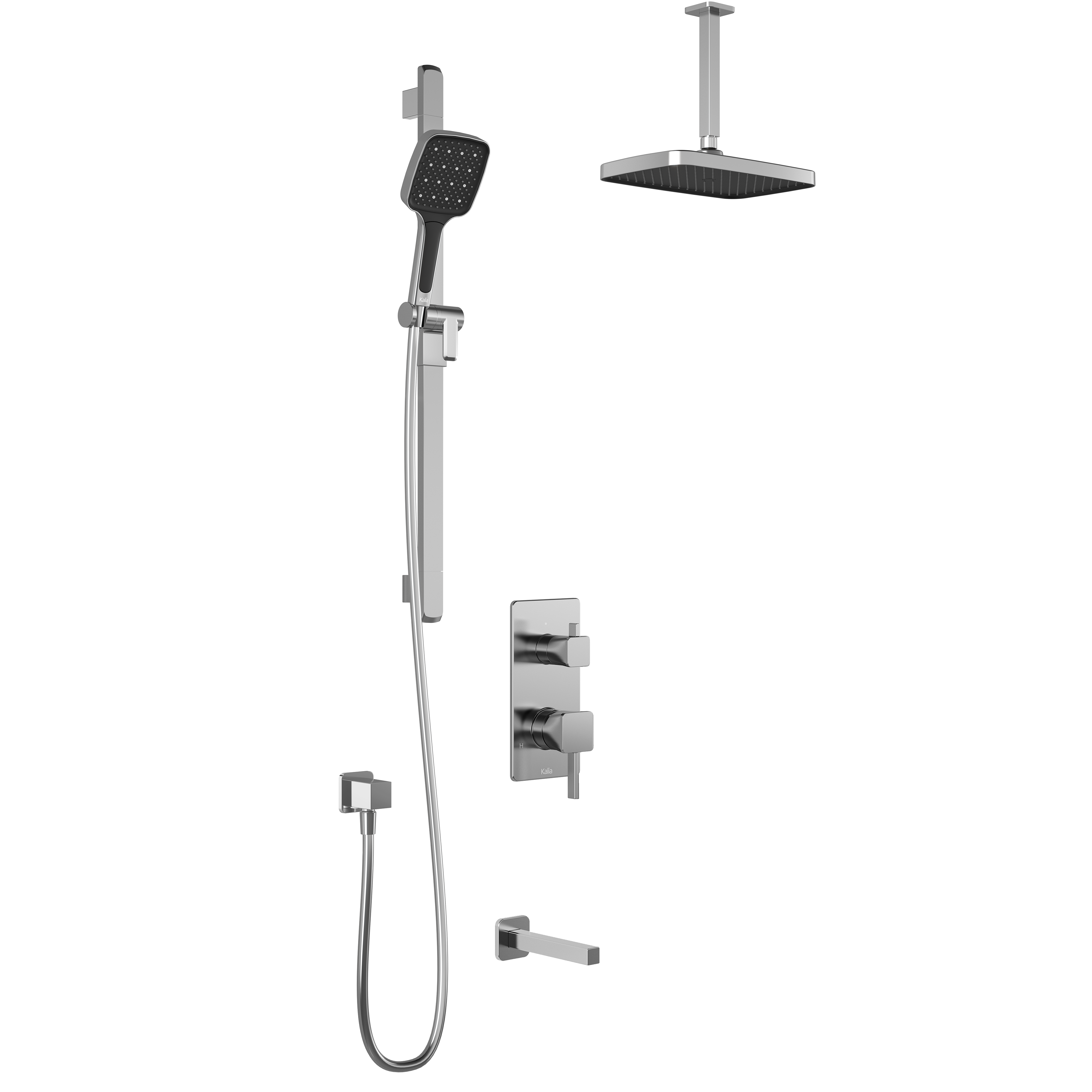 SquareOne™ TD3 PLUS : Système de Douche T/P AQUATONIK™ et Sélecteur avec Bras Vertical Chrome